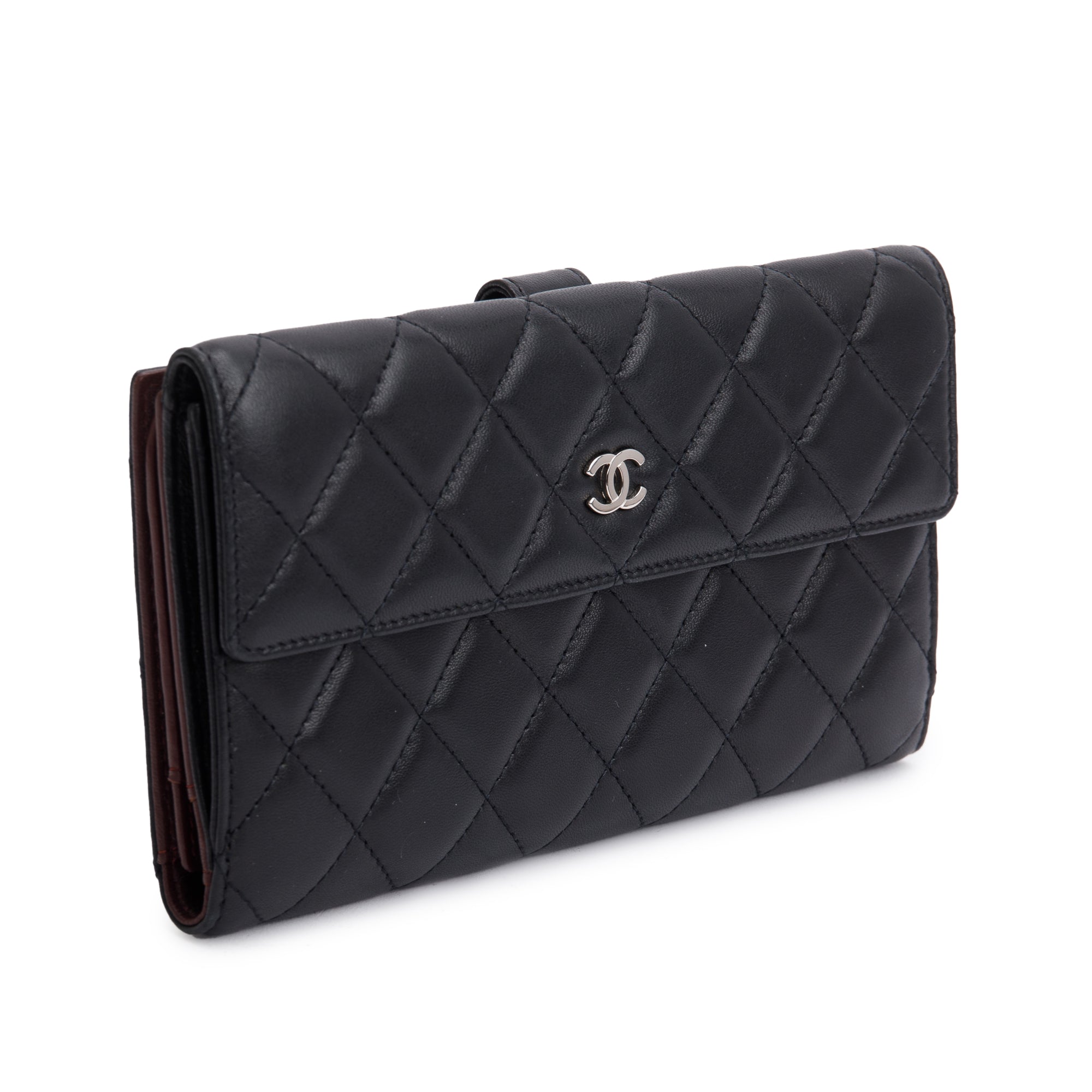Chanel Black Caviar Quilted Leather CC Long Double Wallet w/ Box & Authenticity Card