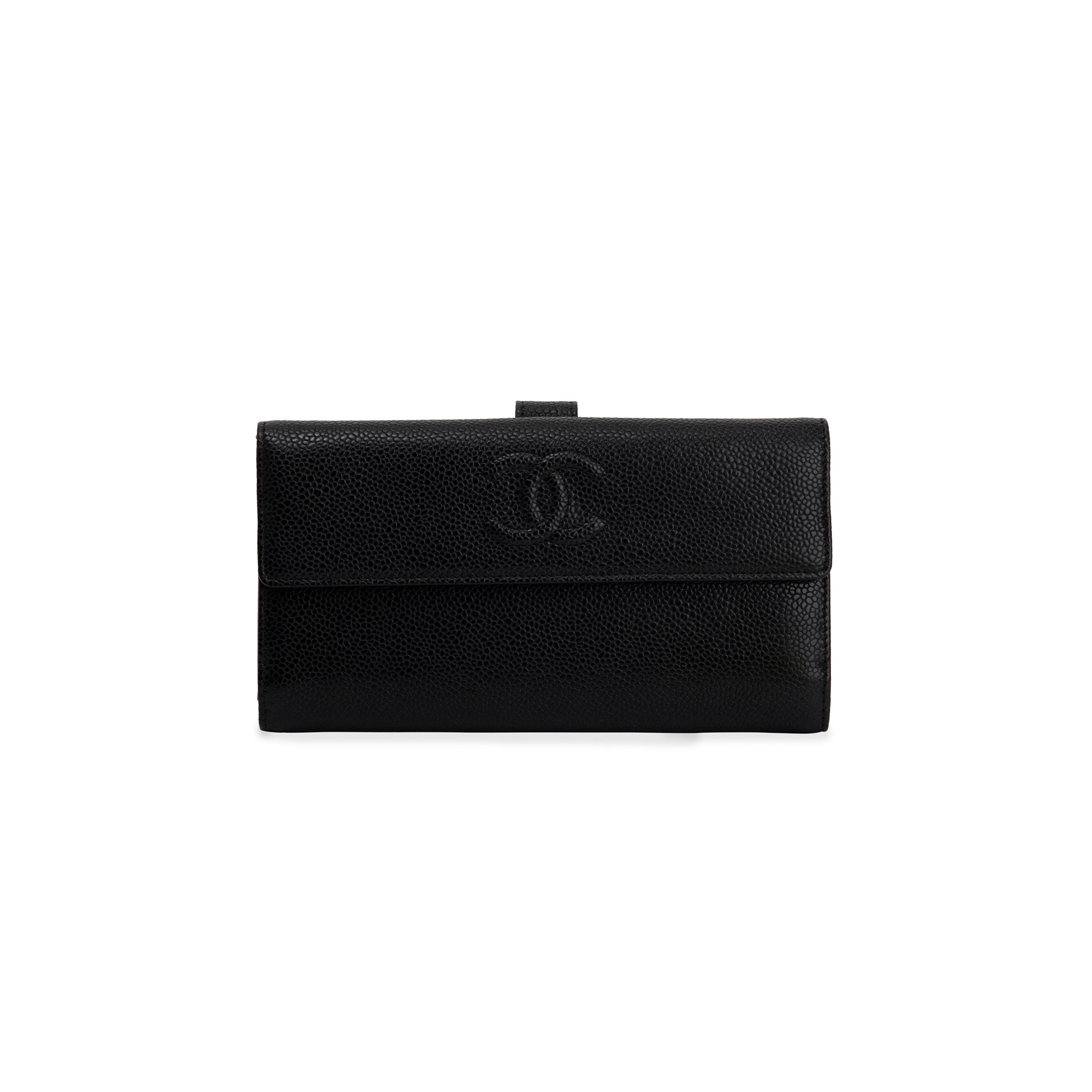 Chanel Black Caviar Timeless Continental Wallet w/ Authenticity Card