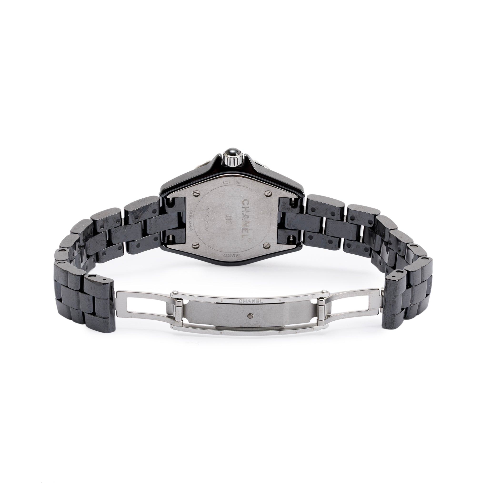 Chanel Black Ceramic 29 MM J12 Watch w/ Diamond Dial