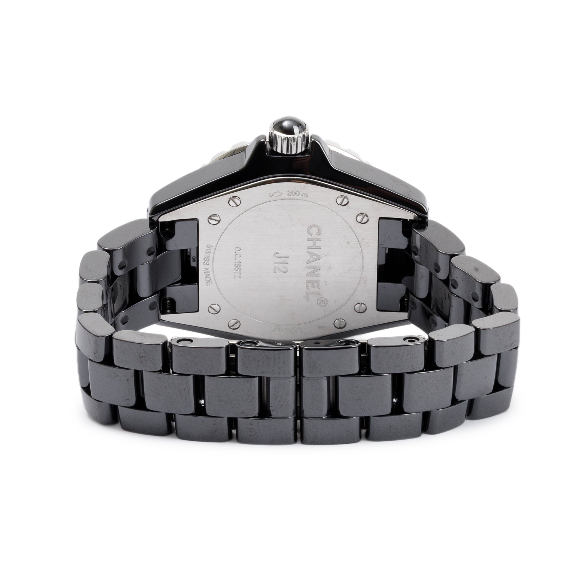 Chanel Black Ceramic 33 MM J12 Diamond Dial Watch w/ Box & Receipt