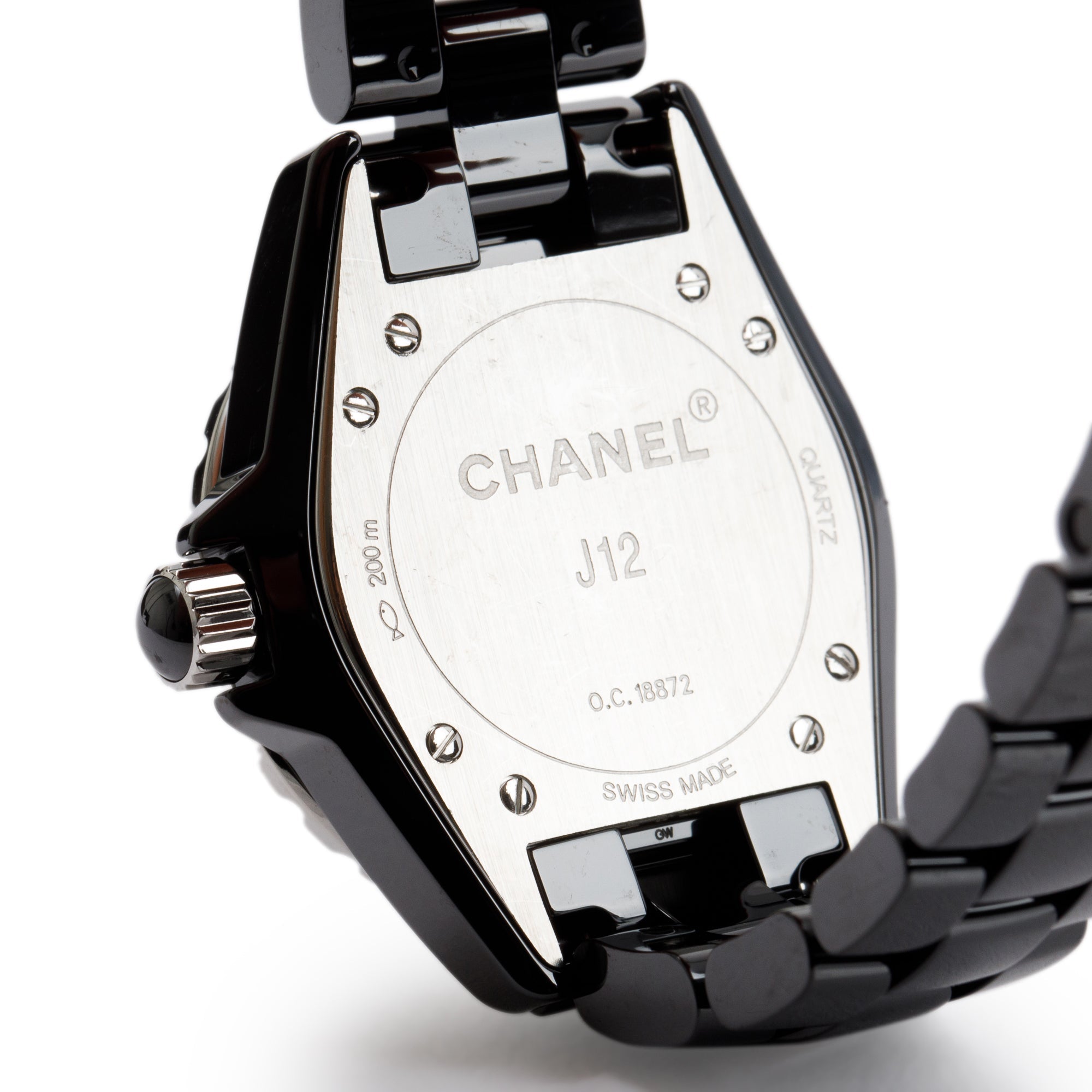 Chanel Black Ceramic 33 MM J12 Diamond Dial Watch w/ Box & Receipt