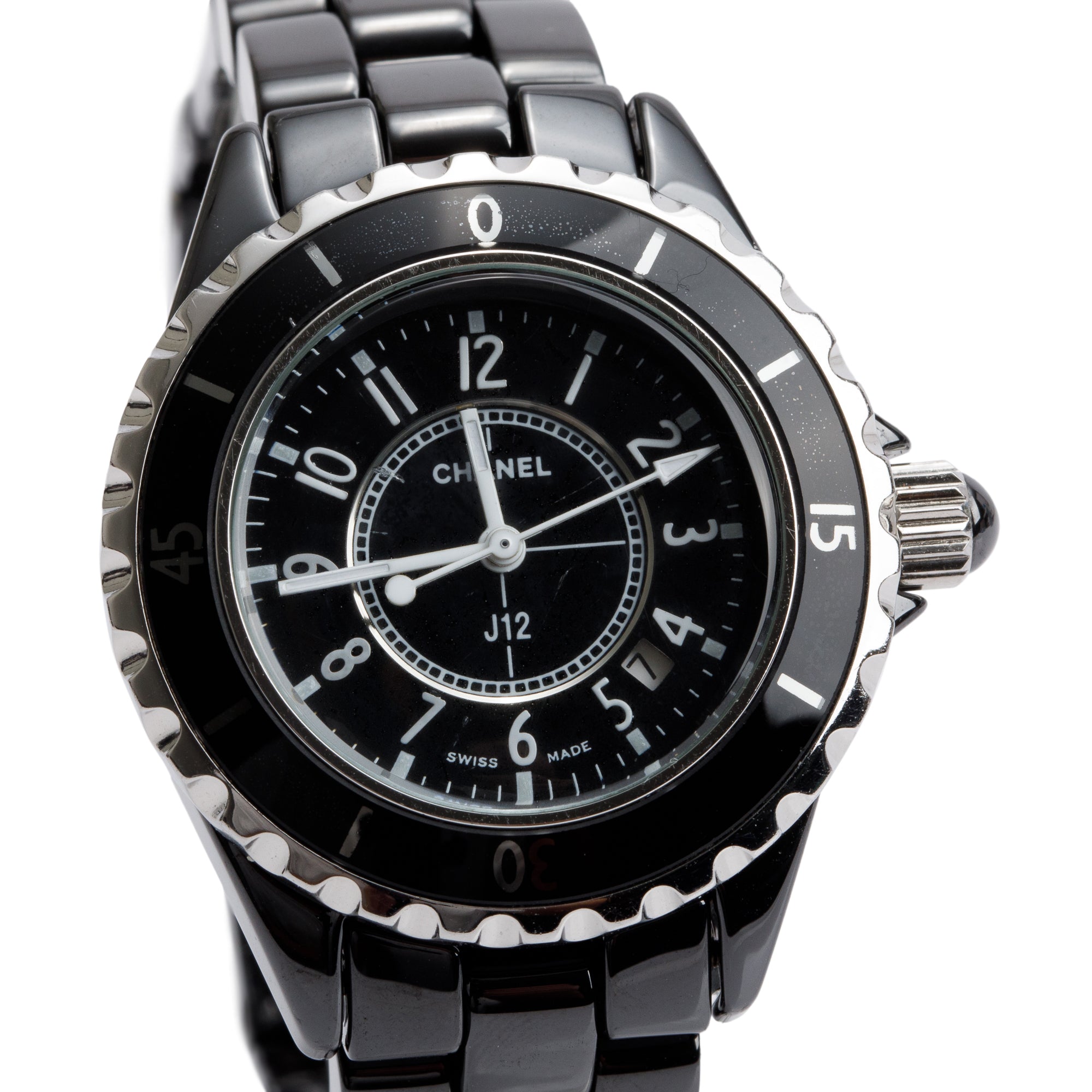 Chanel Black Ceramic 33 MM J12 Quartz Watch H0682