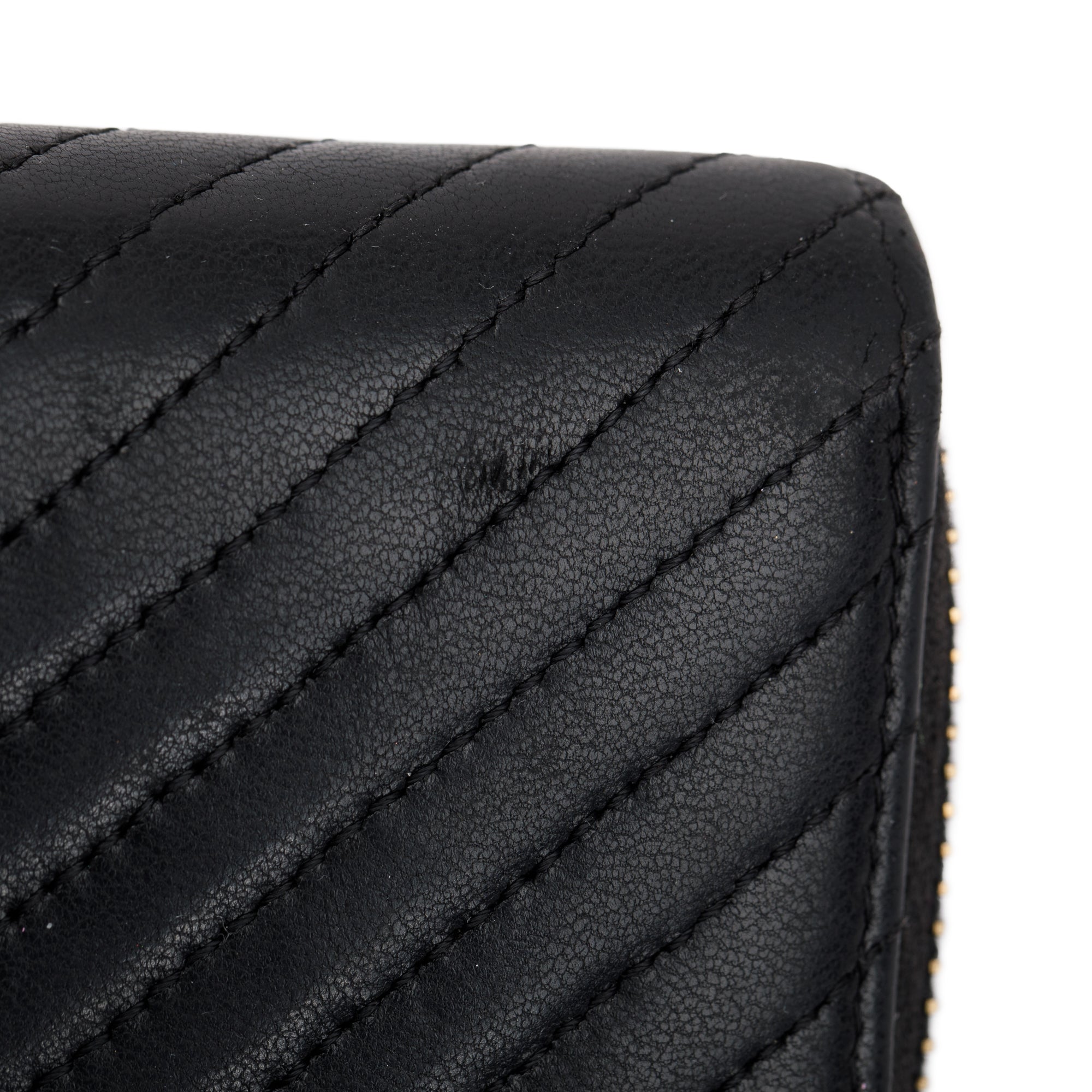 Chanel Black Chevron Calfskin Leather Classic Zipped Coin Purse w/ Box