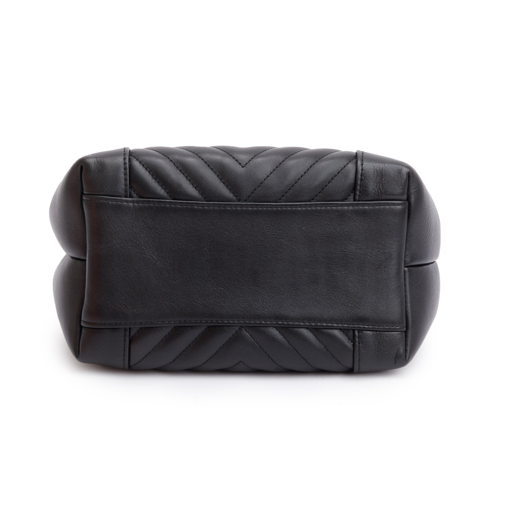 Chanel Black Chevron Calfskin Leather Drawstring Bucket Crossbody Bag w/ Authenticity Card