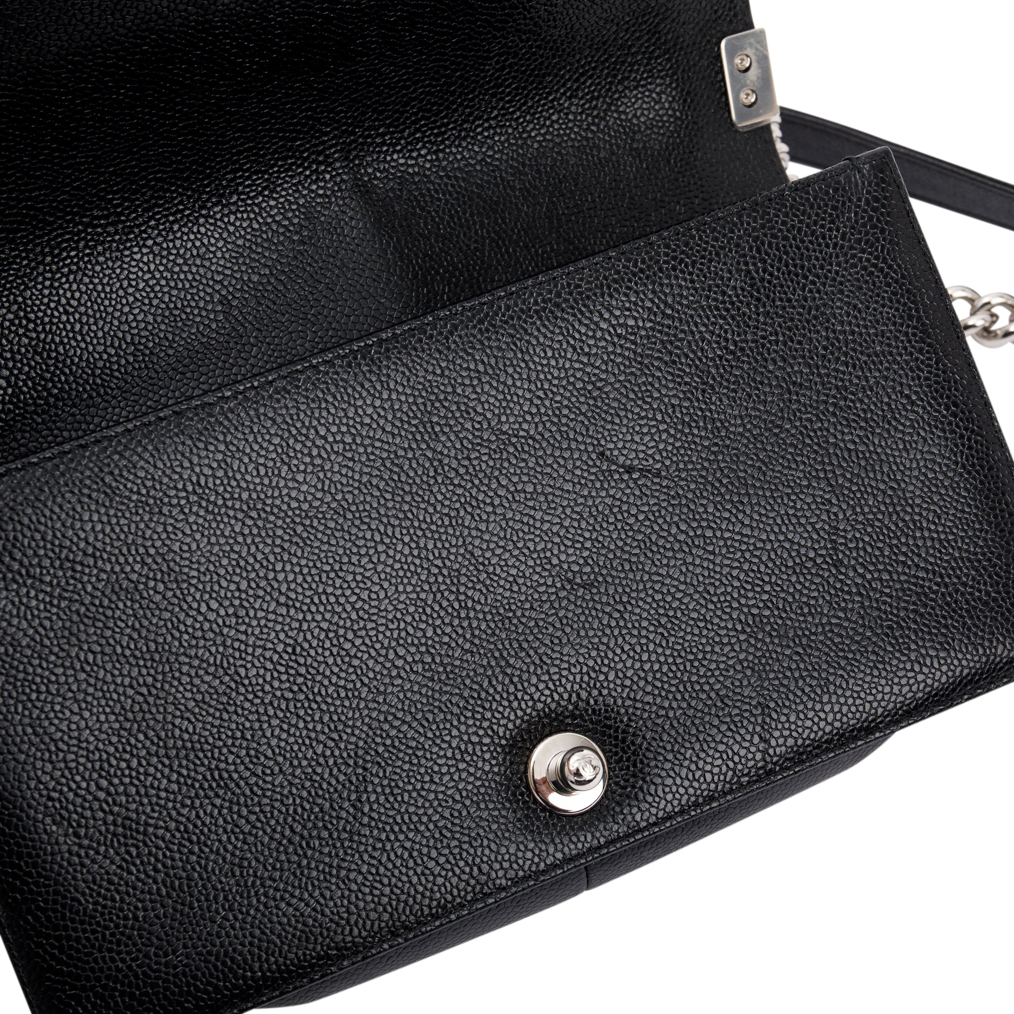 Chanel Black Chevron Caviar Medium Boy Bag w/ Box & Authenticity Card