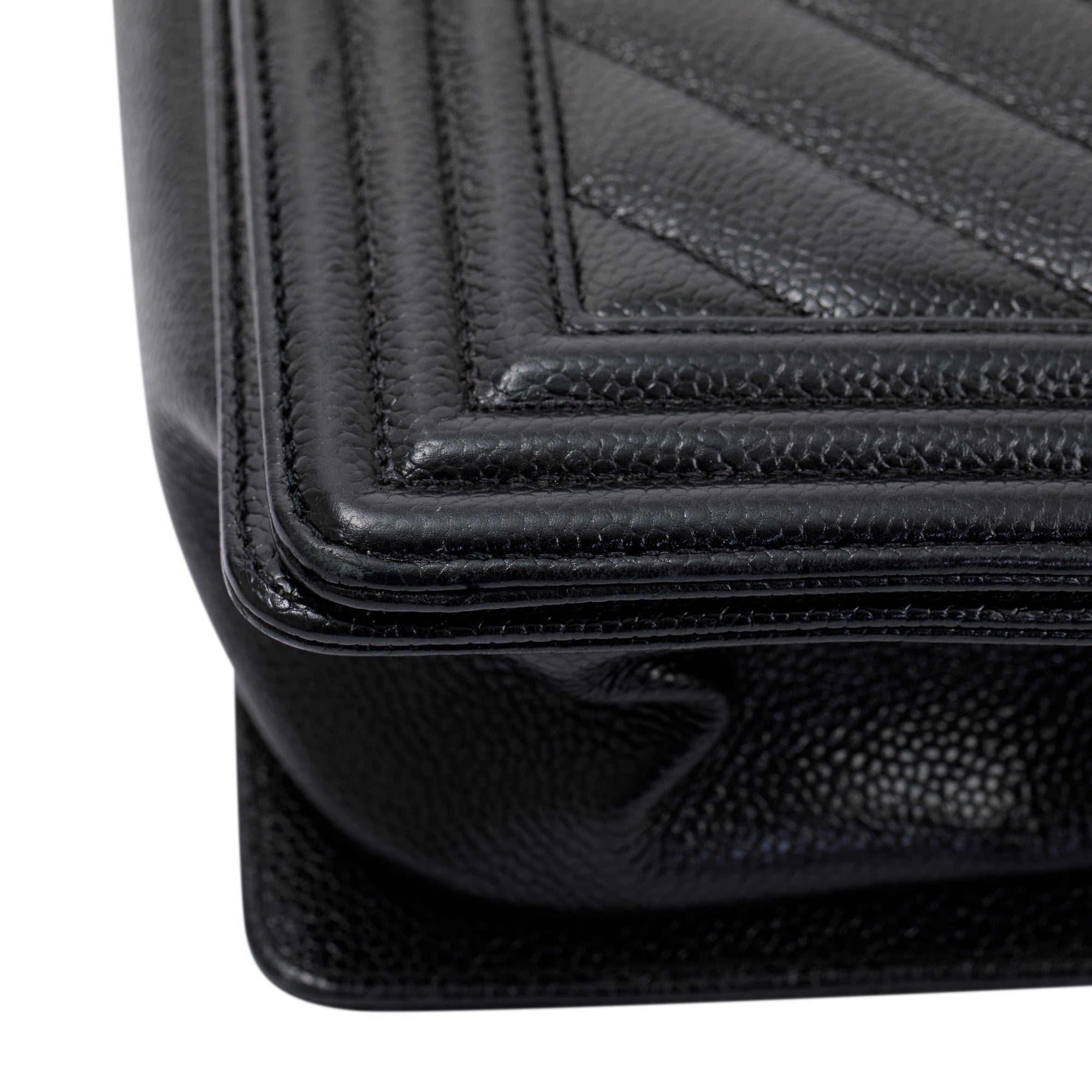 Chanel Black Chevron Caviar Medium Boy Bag w/ Box & Authenticity Card