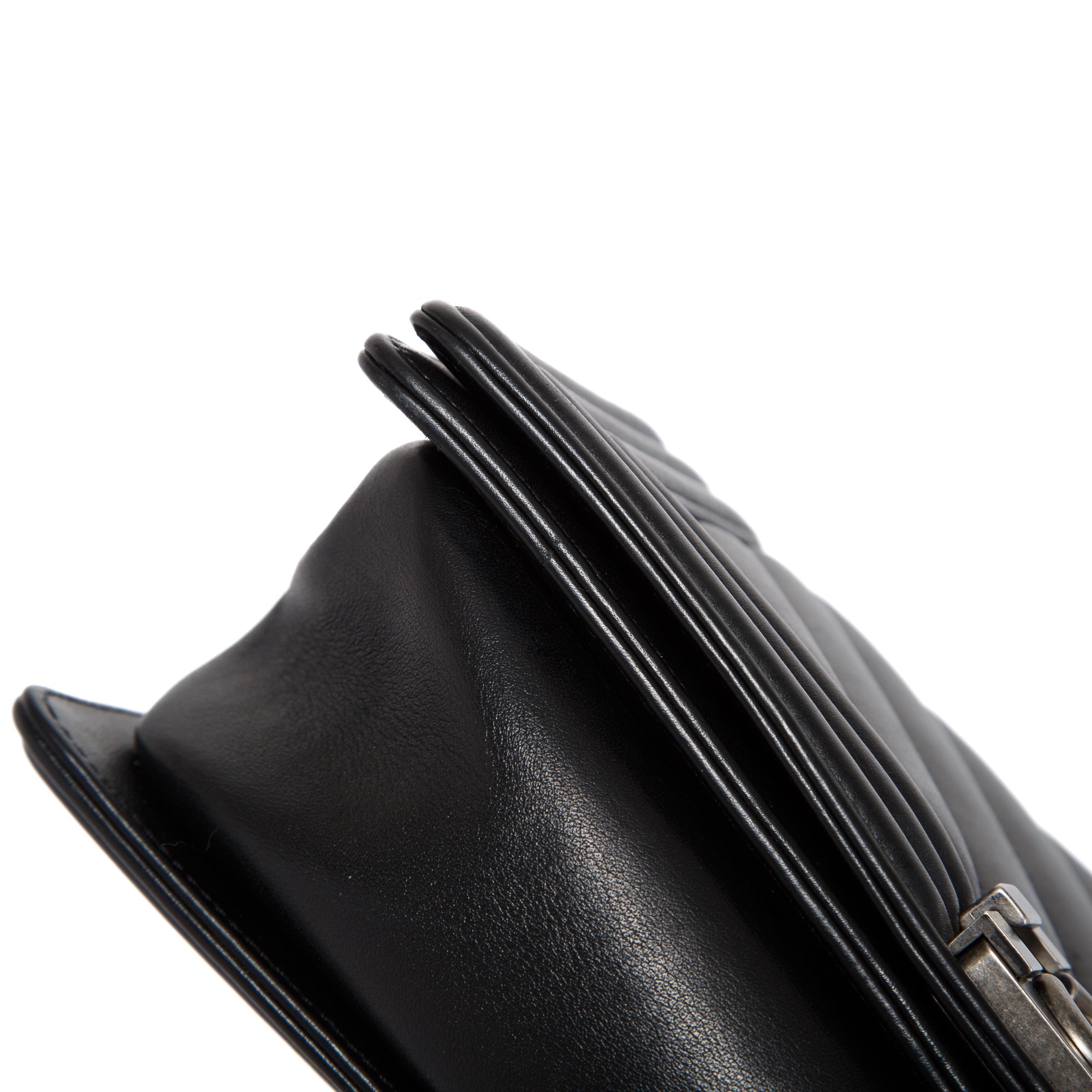 Chanel Black Chevron Lambskin Medium Boy Bag