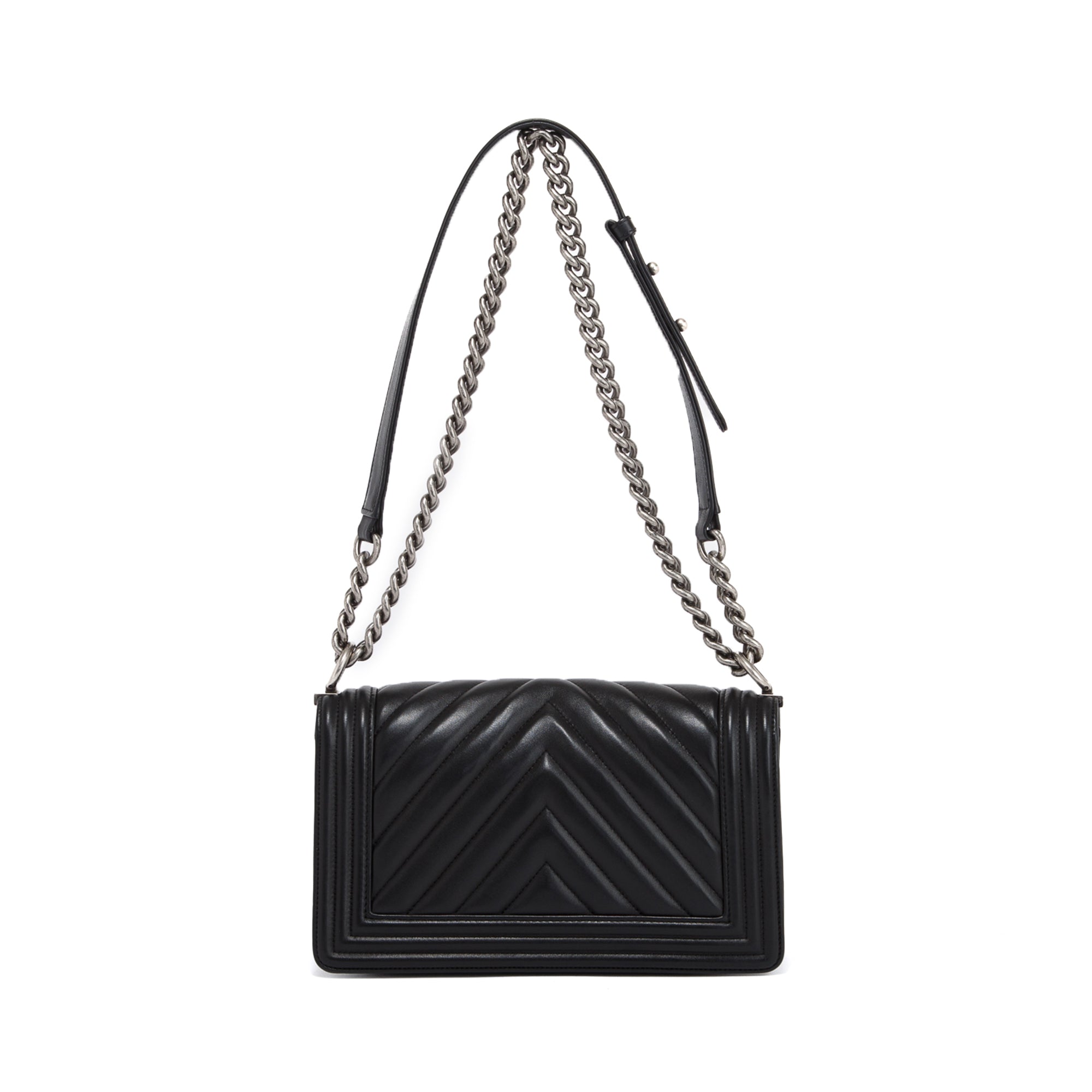 Chanel Black Chevron Lambskin Medium Boy Bag