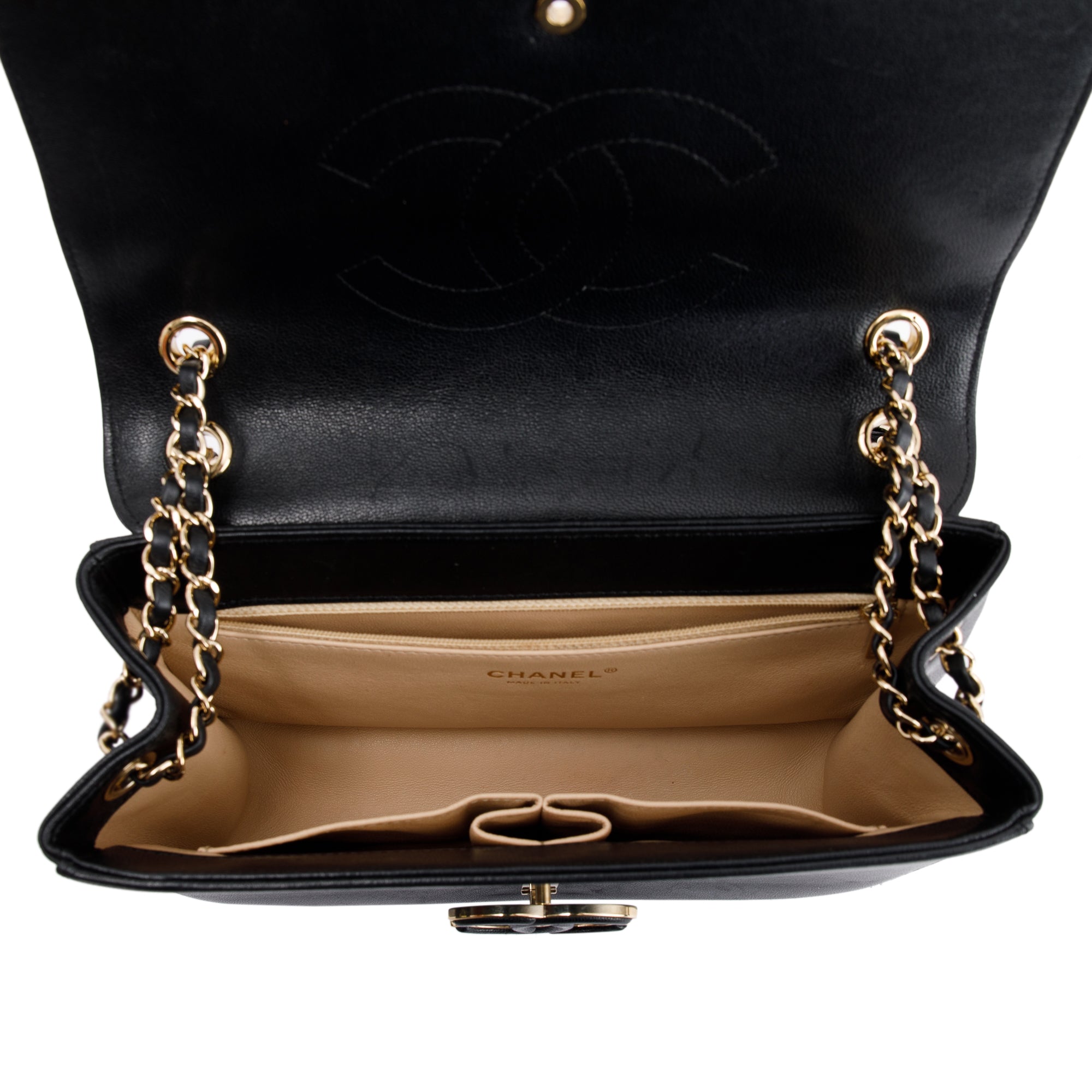 Chanel Black Chevron Subtle Flap Bag w/ Box & Authenticity Card