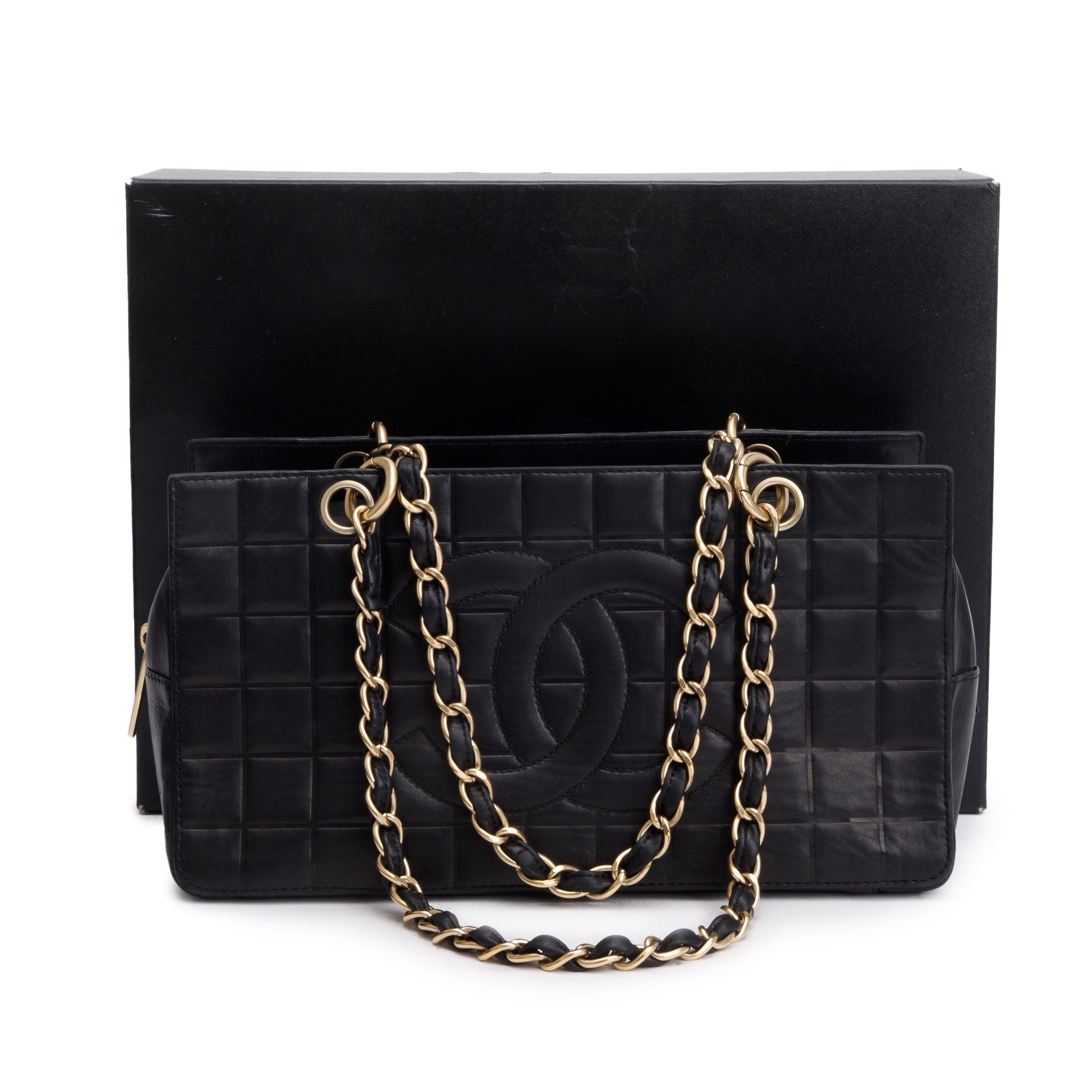 Chanel Black Chocolate Bar Quilted Leather Petit Timeless Tote w/ Box & Authenticity Card