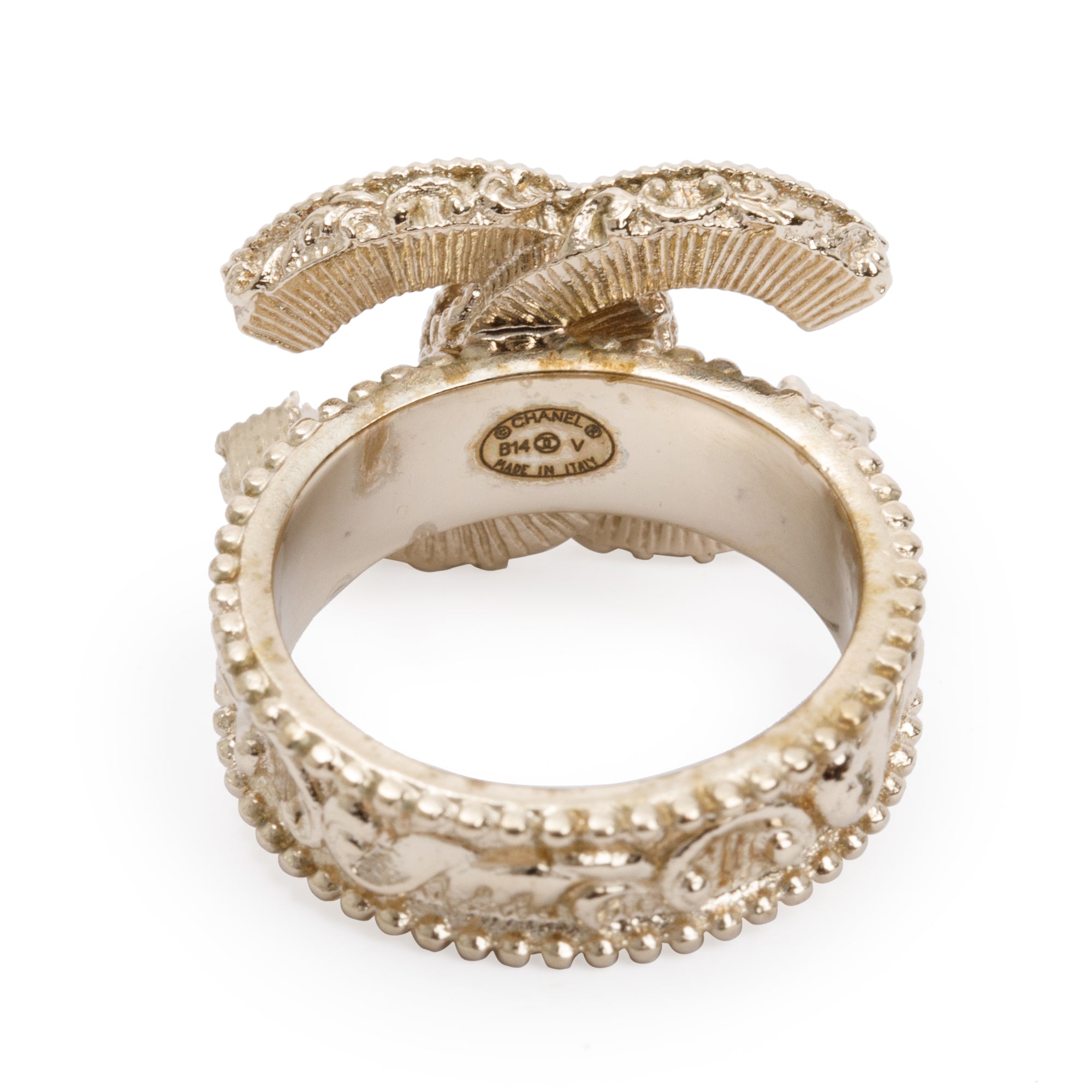 Chanel Black Enamel CC Ring, Size 6.25 w/ Box