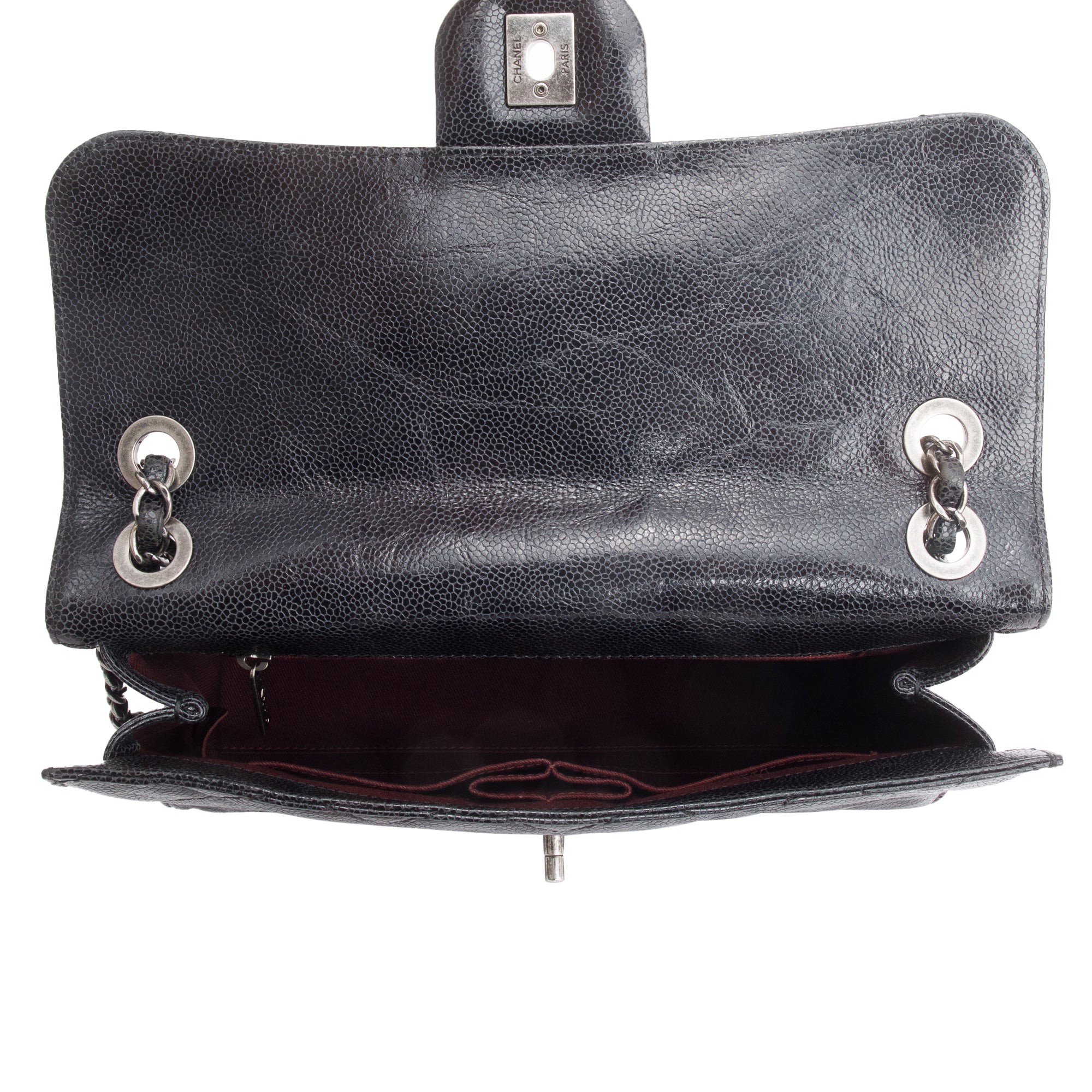 Chanel Black Glazed Caviar Leather Medium CC Crave Flap Bag w/ Box & Authenticity Card