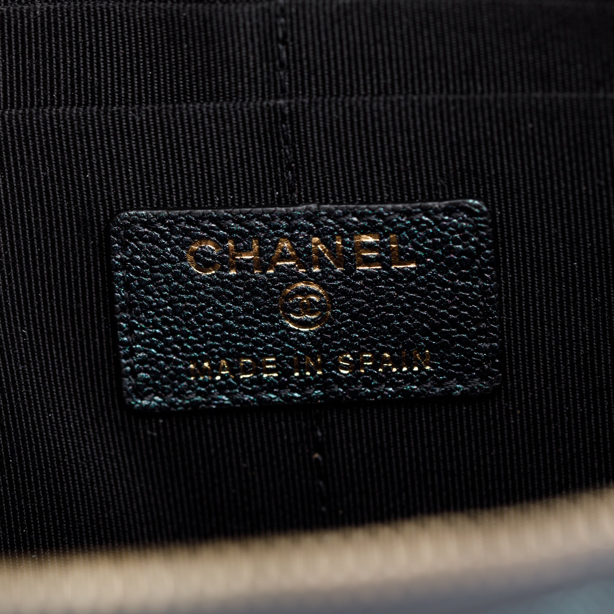 Chanel Black Iridescent Caviar Leather Classic Pouch with Handle w/ Box & Authenticity Card