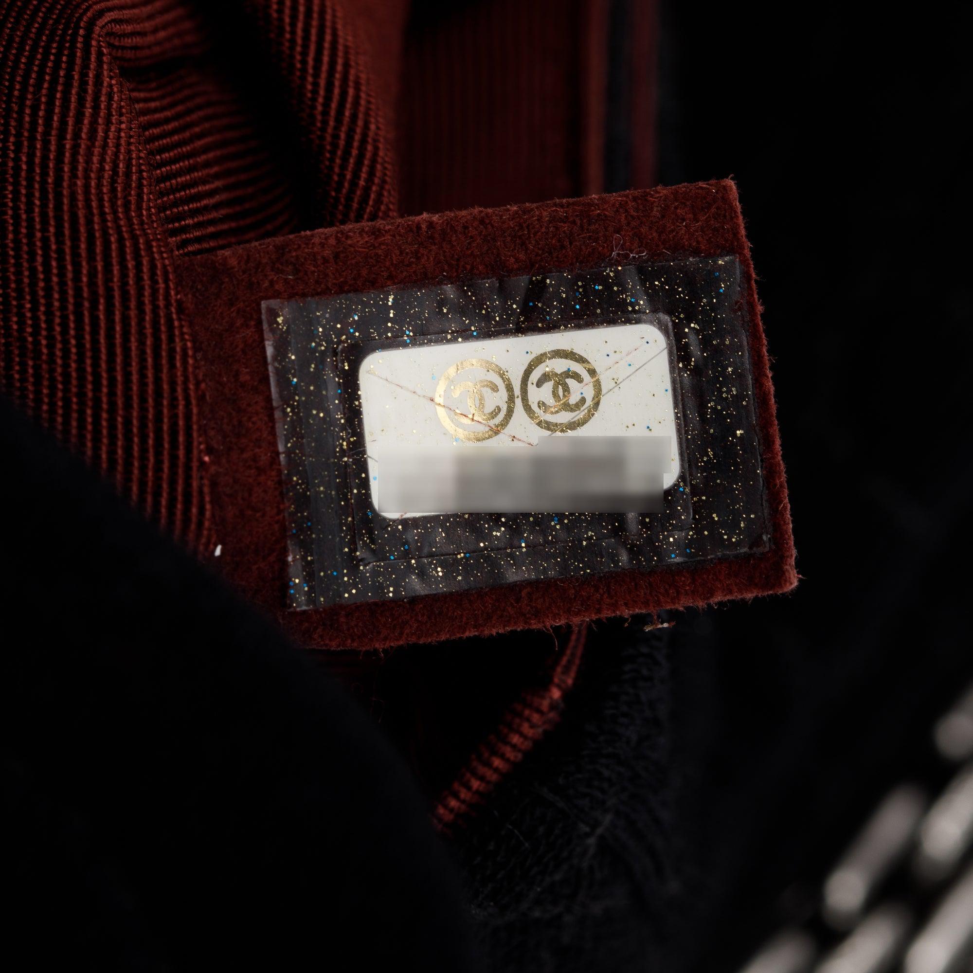 Chanel Black Jersey Coco's Croc 2.55 Reissue East/West Double Flap Bag w/ Authenticity Card