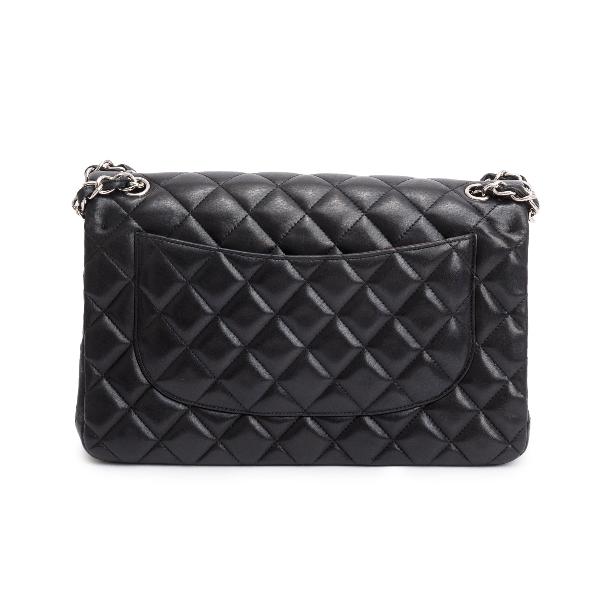 Chanel Black Lambskin Classic Jumbo Double Flap Bag