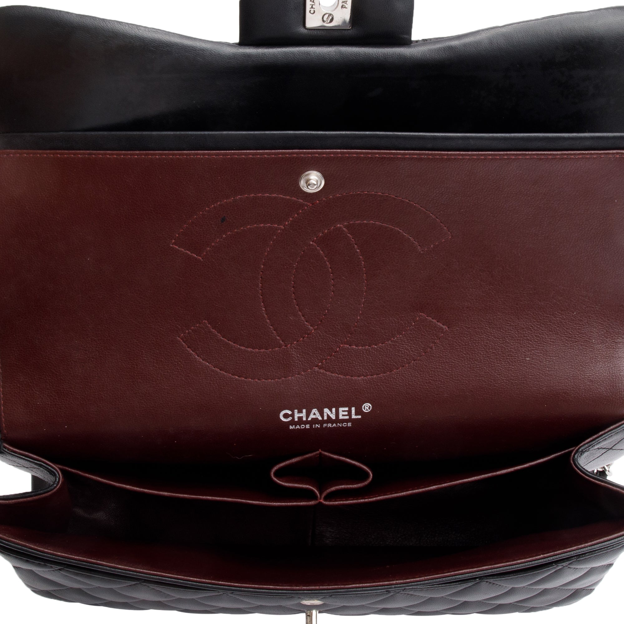 Chanel Black Lambskin Classic Jumbo Double Flap Bag