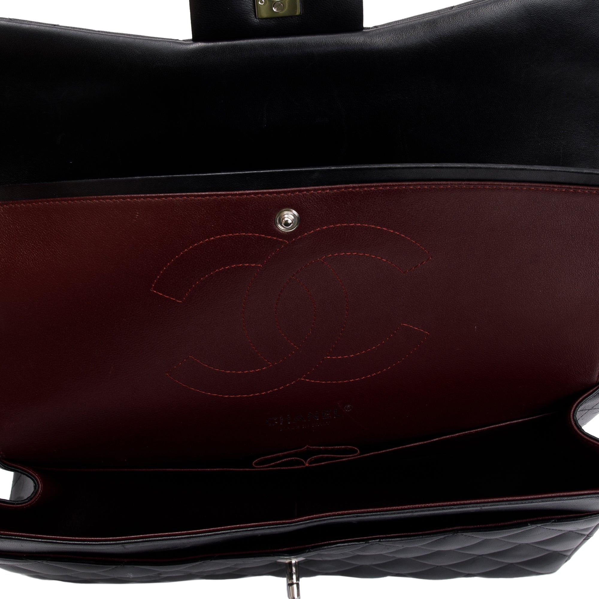 Chanel Black Lambskin Classic Jumbo Double Flap Bag w/ Box & Authenticity Card