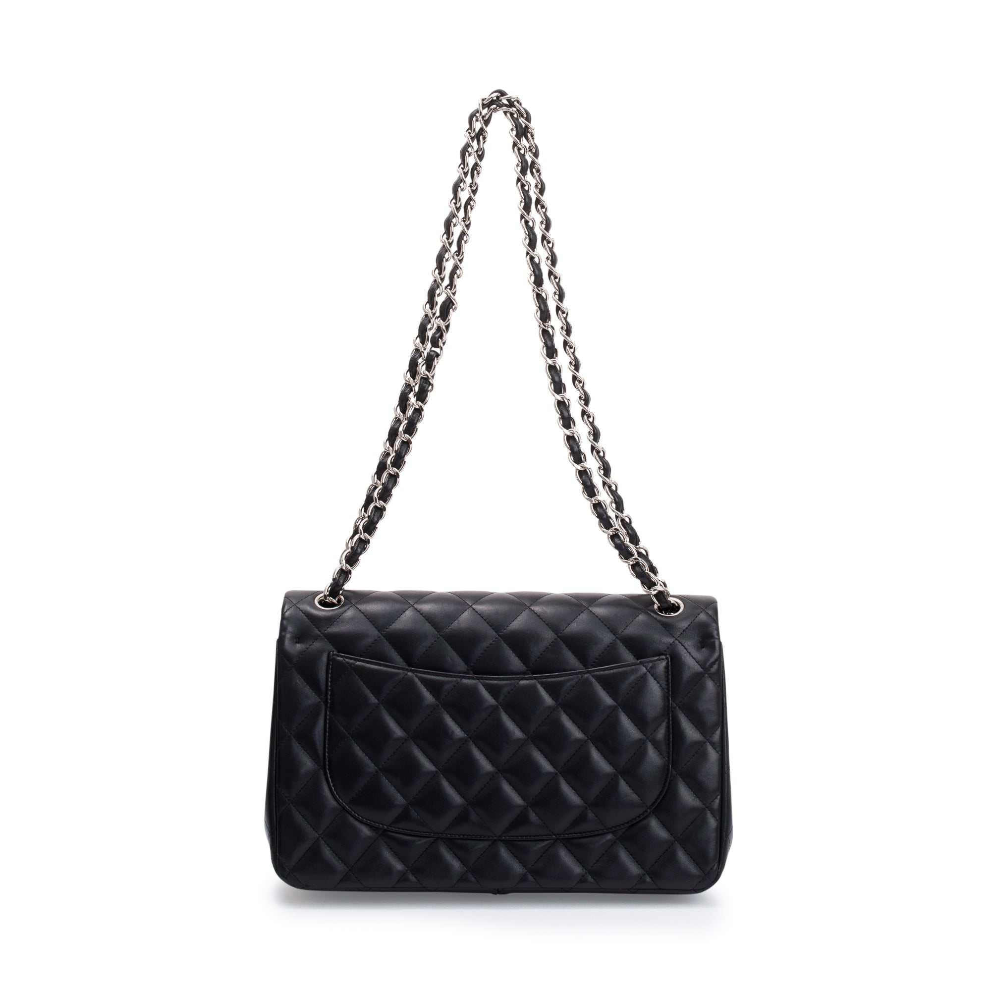 Chanel Black Lambskin Classic Jumbo Double Flap Bag w/ Box & Authenticity Card