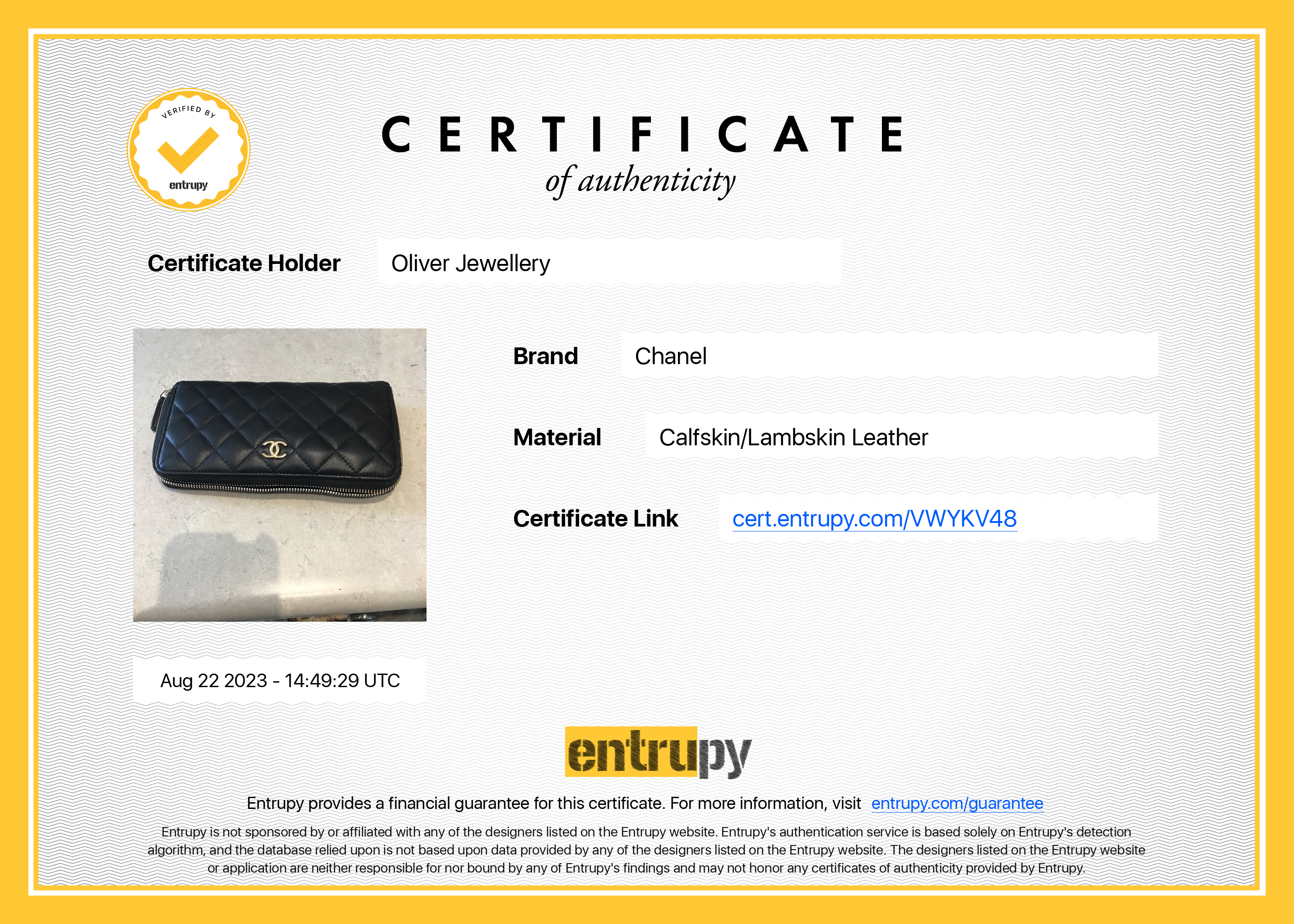 Chanel Black Lambskin Classic Long Zipped Wallet w/ Box & Authenticity Card