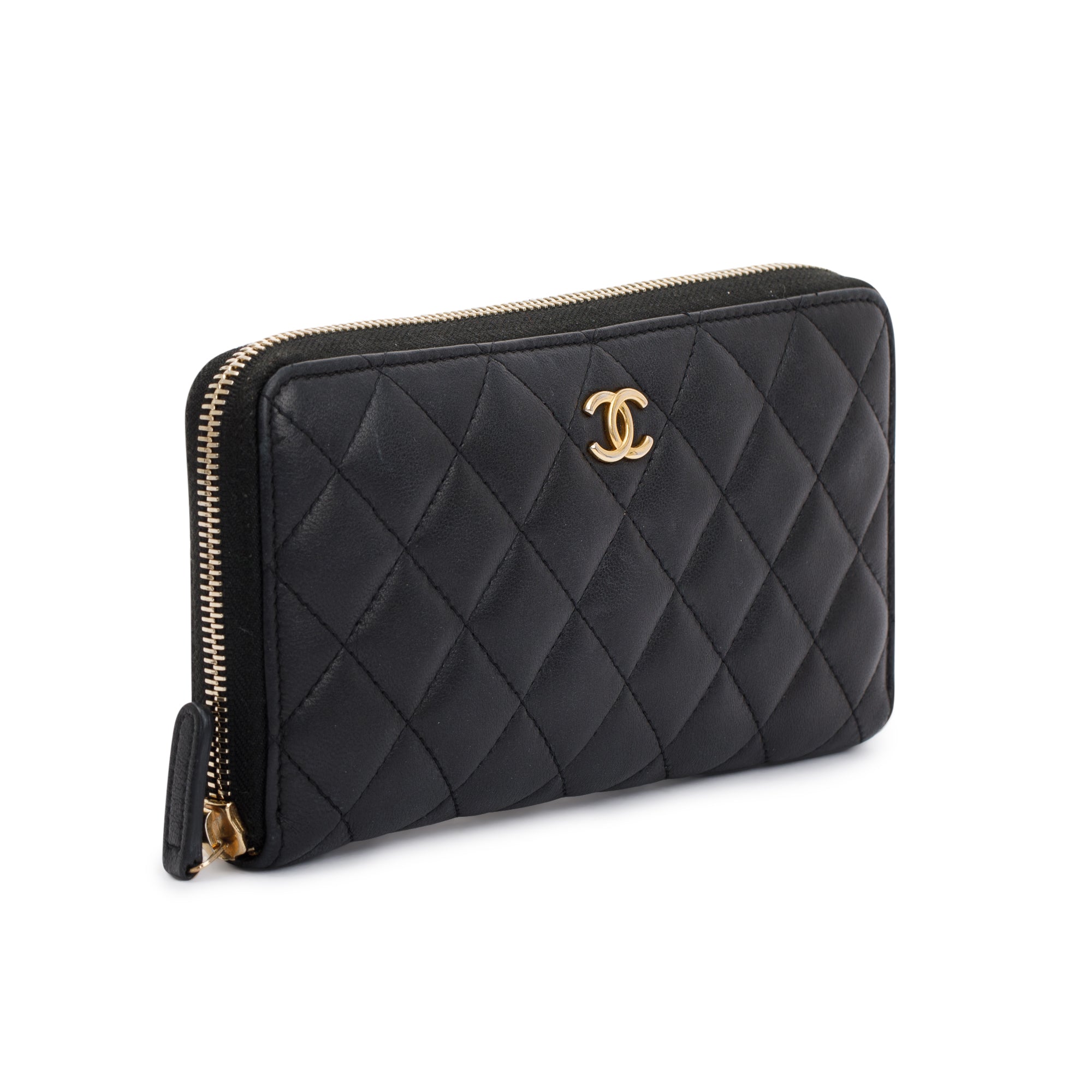 Chanel Black Lambskin Classic Long Zipped Wallet w/ Box & Authenticity Card