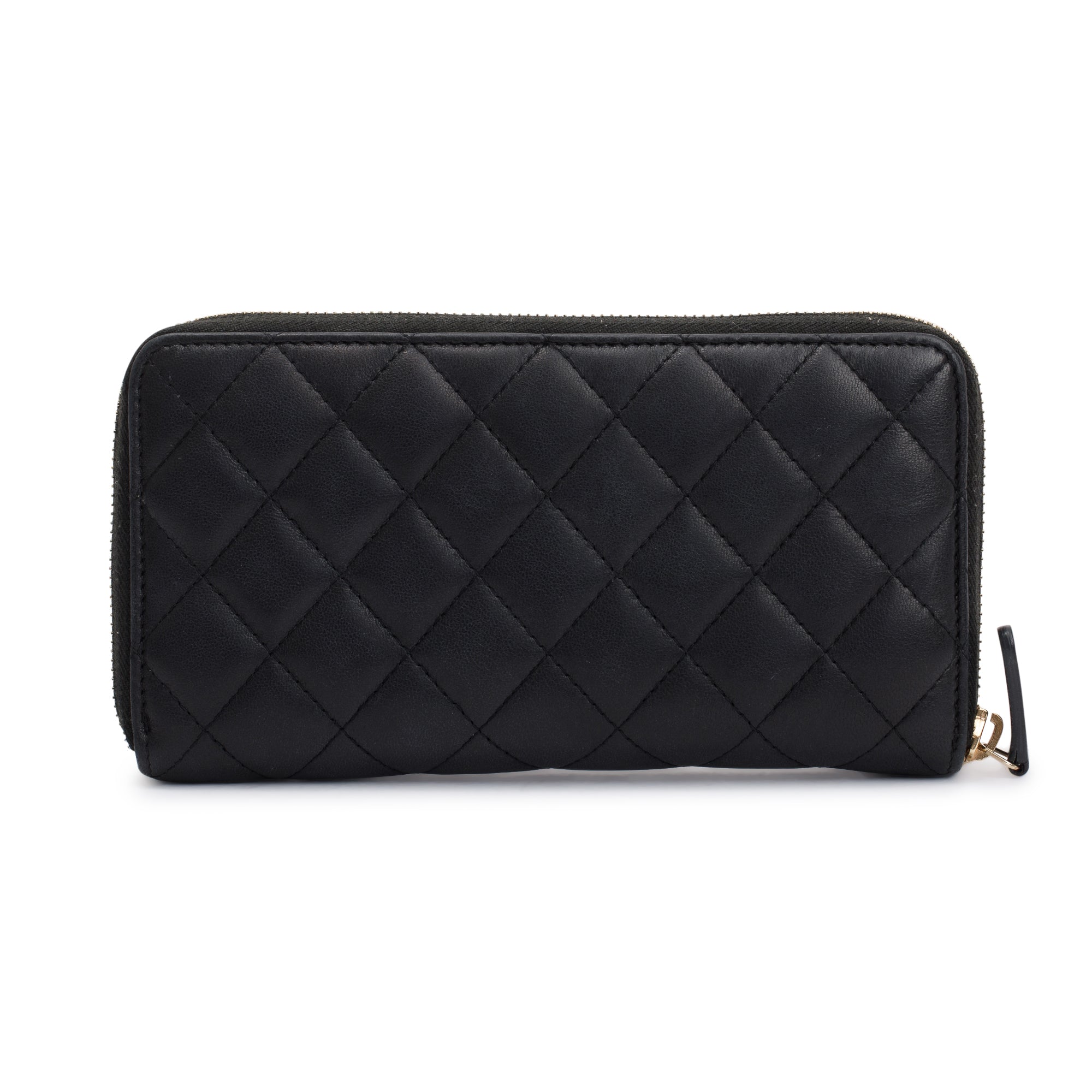 Chanel Black Lambskin Classic Long Zipped Wallet w/ Box & Authenticity Card