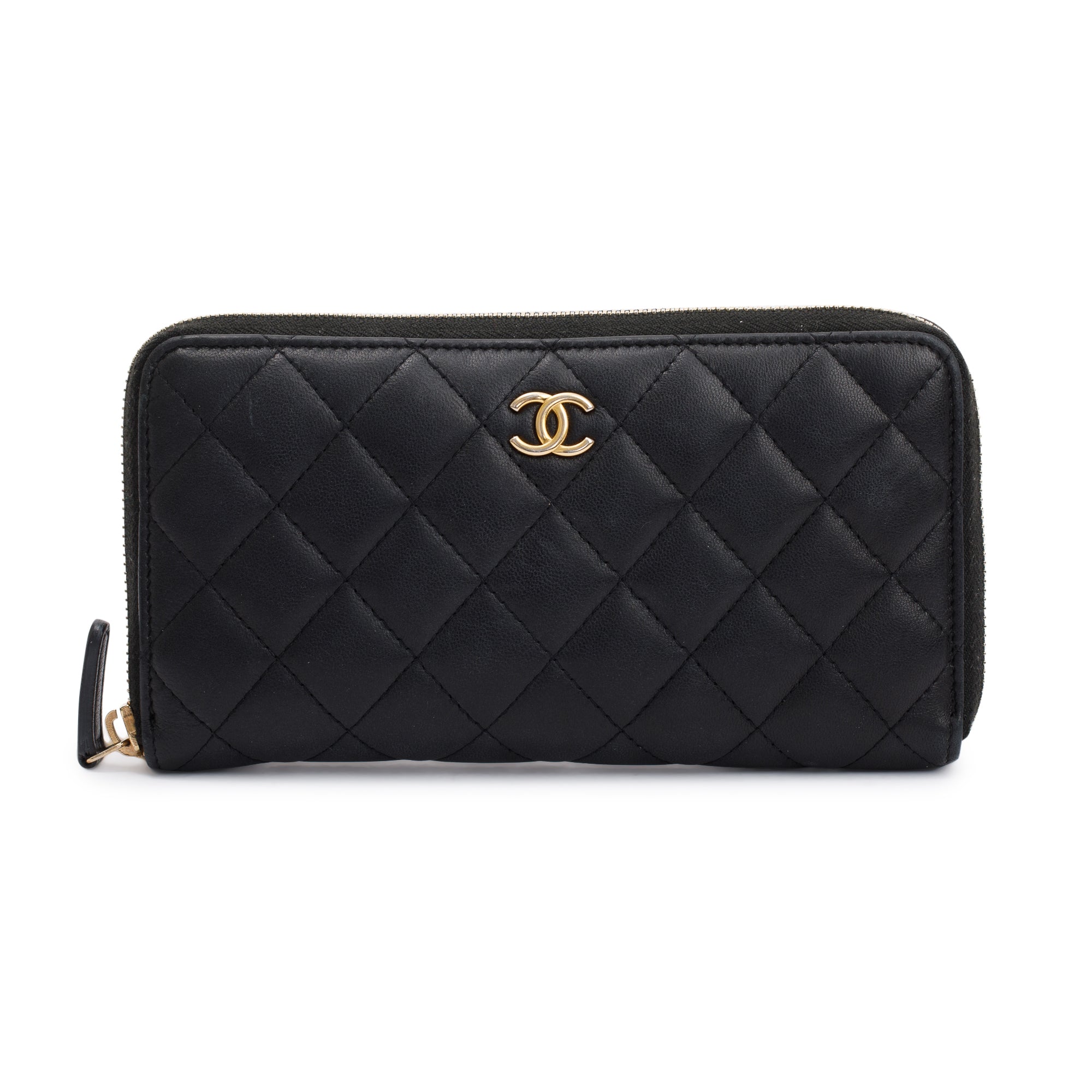 Chanel Black Lambskin Classic Long Zipped Wallet w/ Box & Authenticity Card