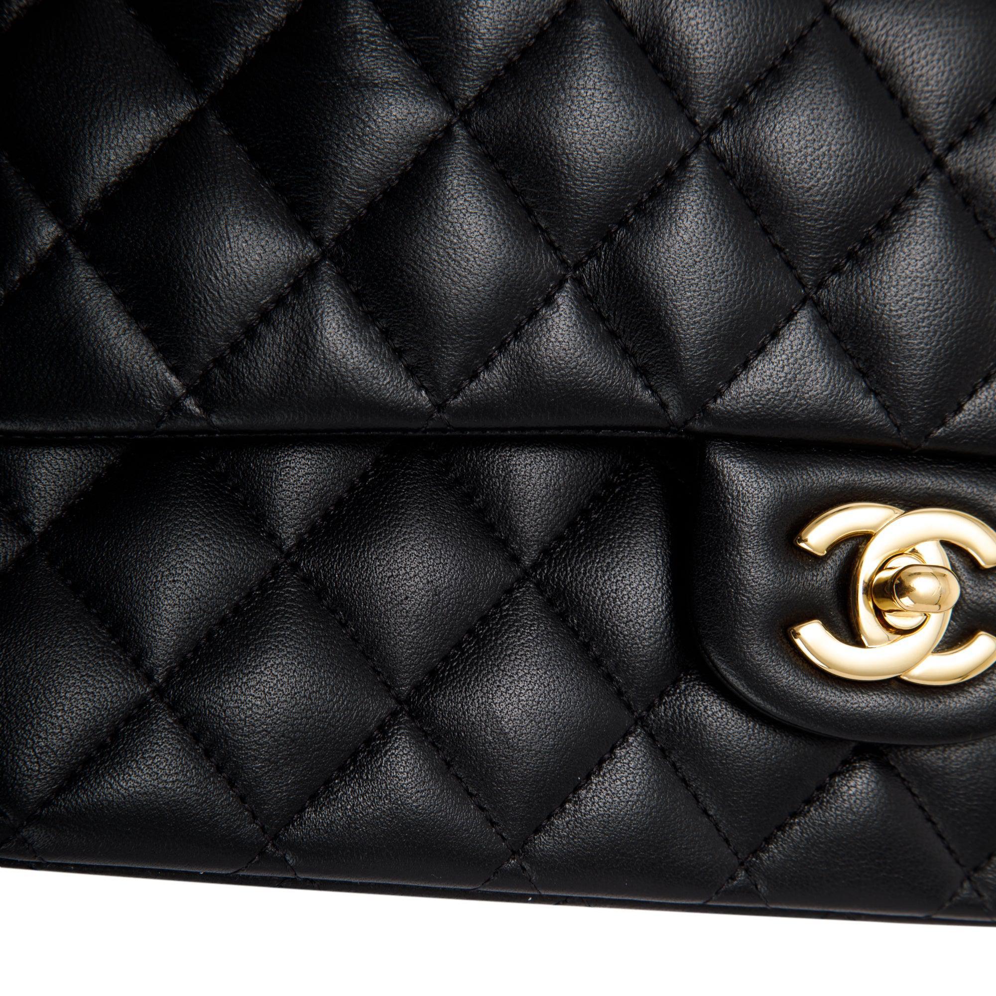 Chanel Black Lambskin Classic Medium Double Flap Bag