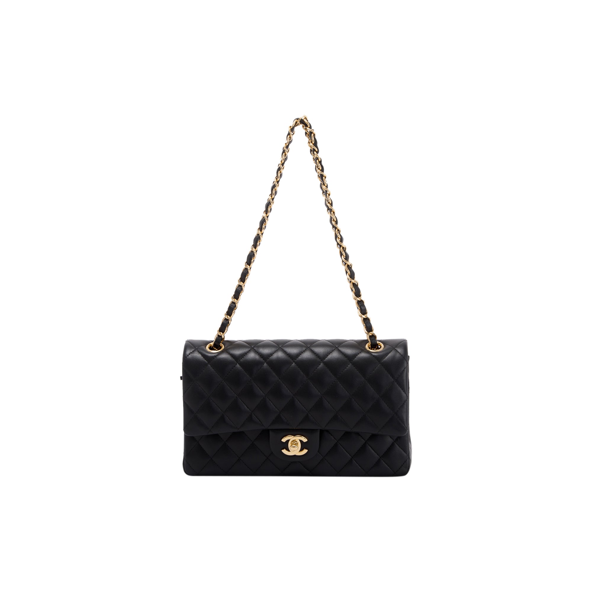 Chanel Black Lambskin Classic Medium Double Flap Bag