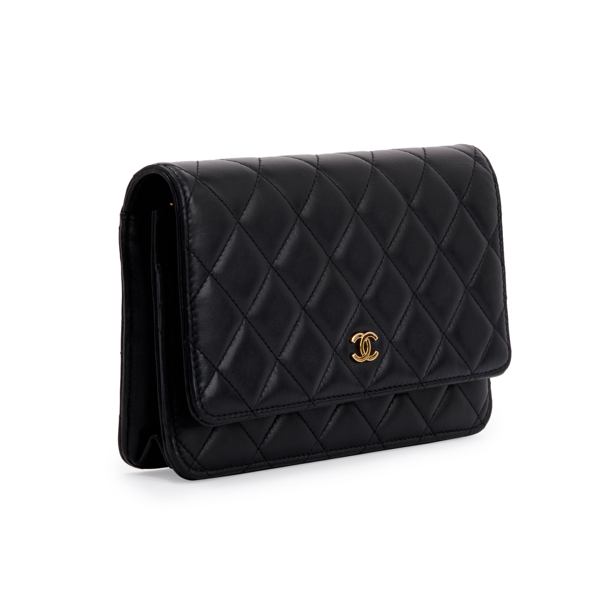 Chanel Black Lambskin Classic Wallet on Chain w/ Box & Authenticity Card