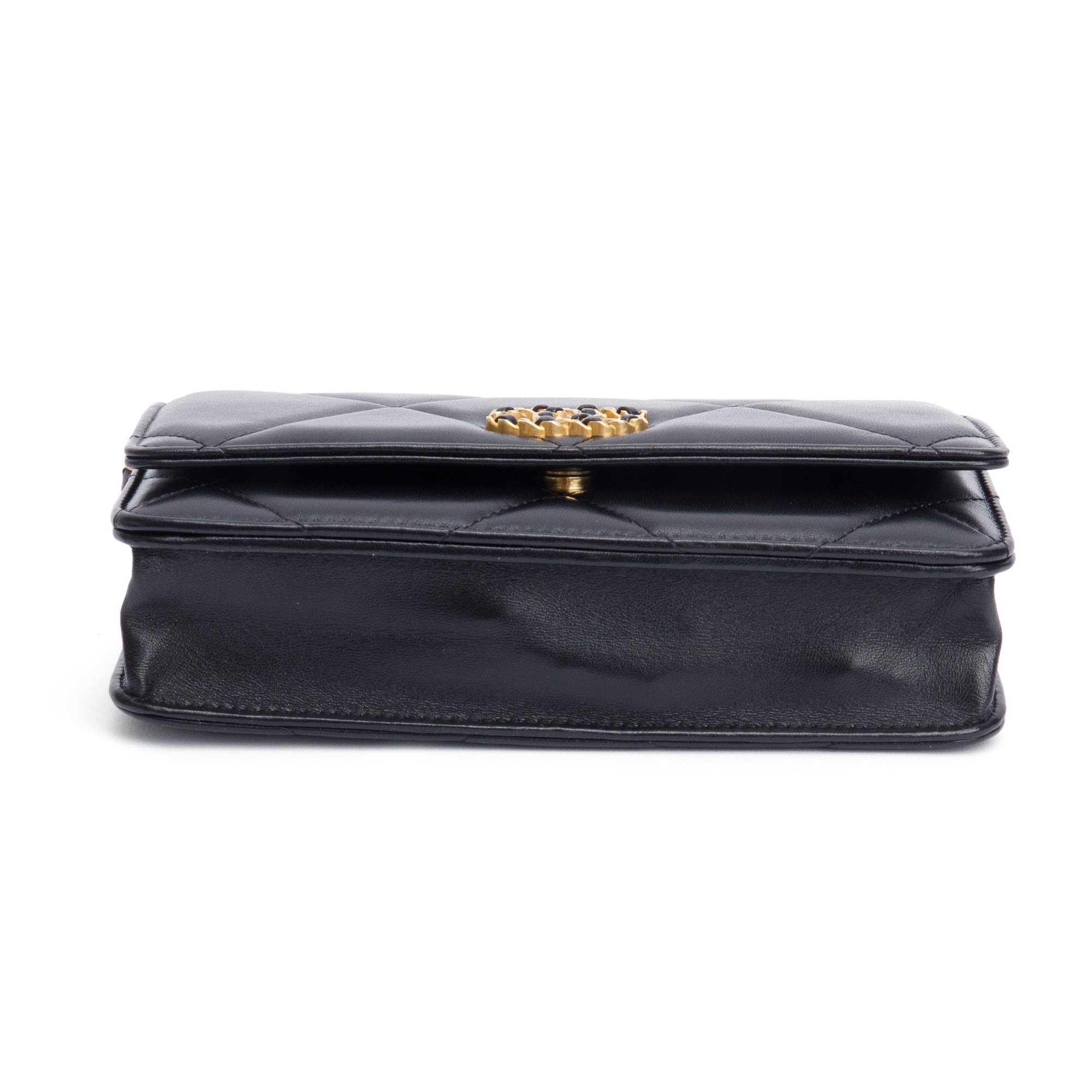 Chanel Black Lambskin Leather 19 Wallet On Chain w/ Box