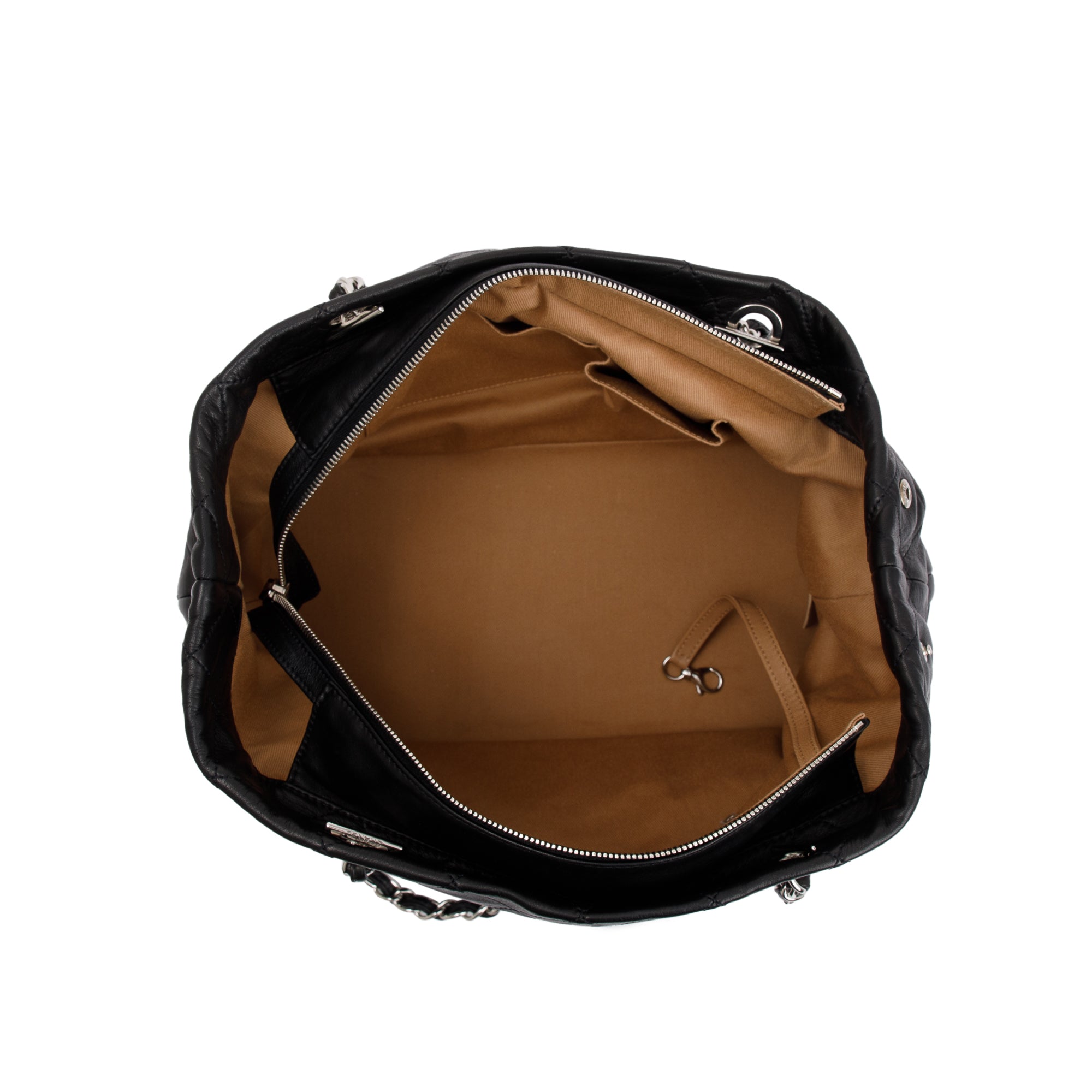 Chanel Black Lambskin Leather CC Soft Charm Tote