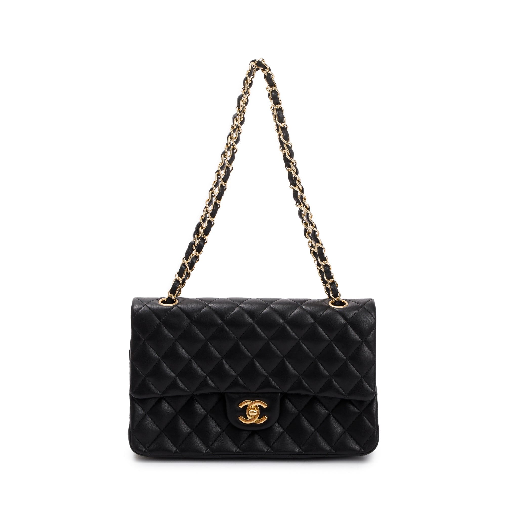 Chanel Black Lambskin Leather Classic Medium Double Flap Bag