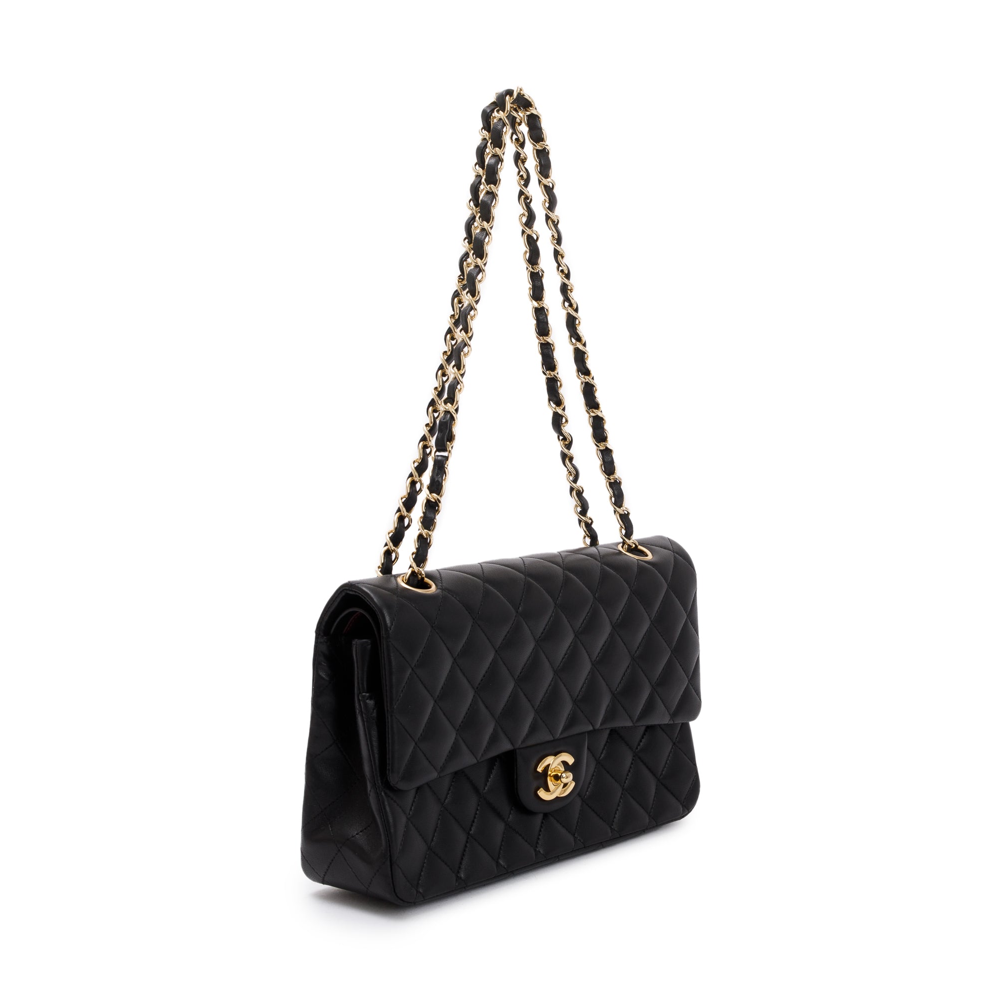 Chanel Black Lambskin Leather Classic Medium Double Flap Bag