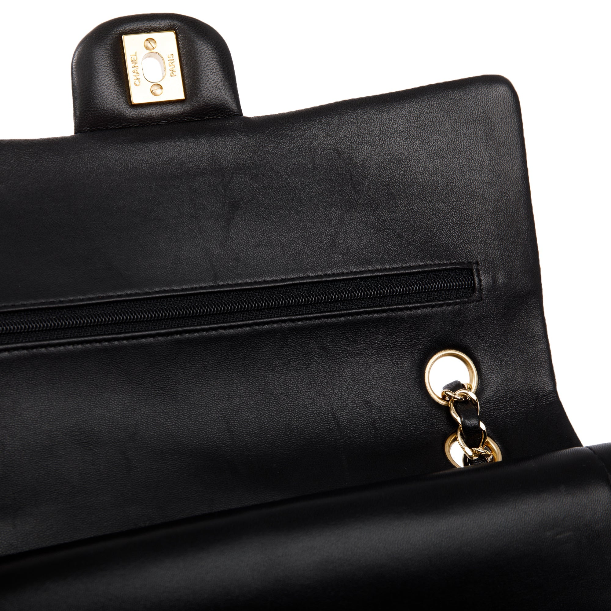 Chanel Black Lambskin Leather Classic Medium Double Flap Bag