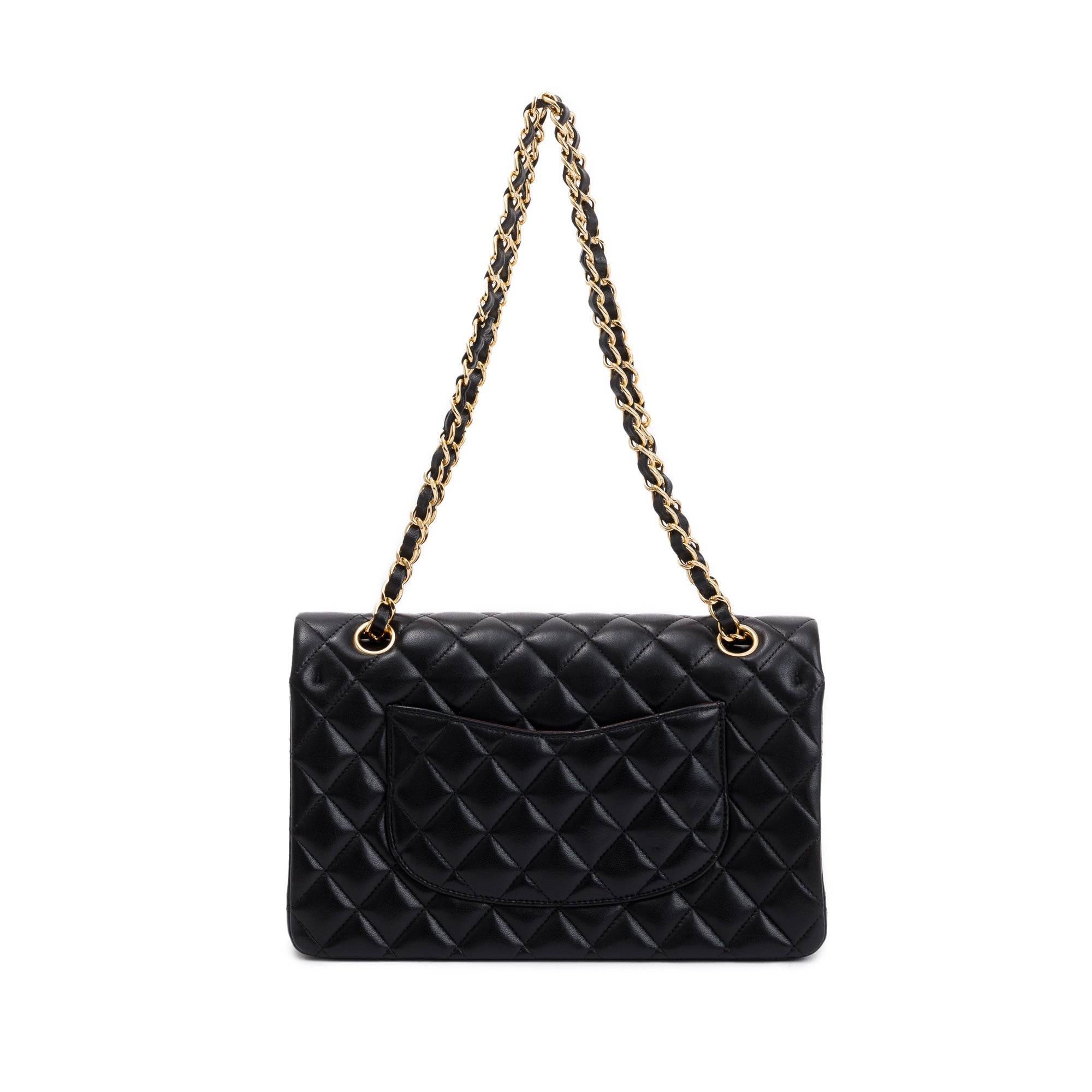 Chanel Black Lambskin Leather Classic Medium Double Flap Bag w/ Box & Authenticity Card