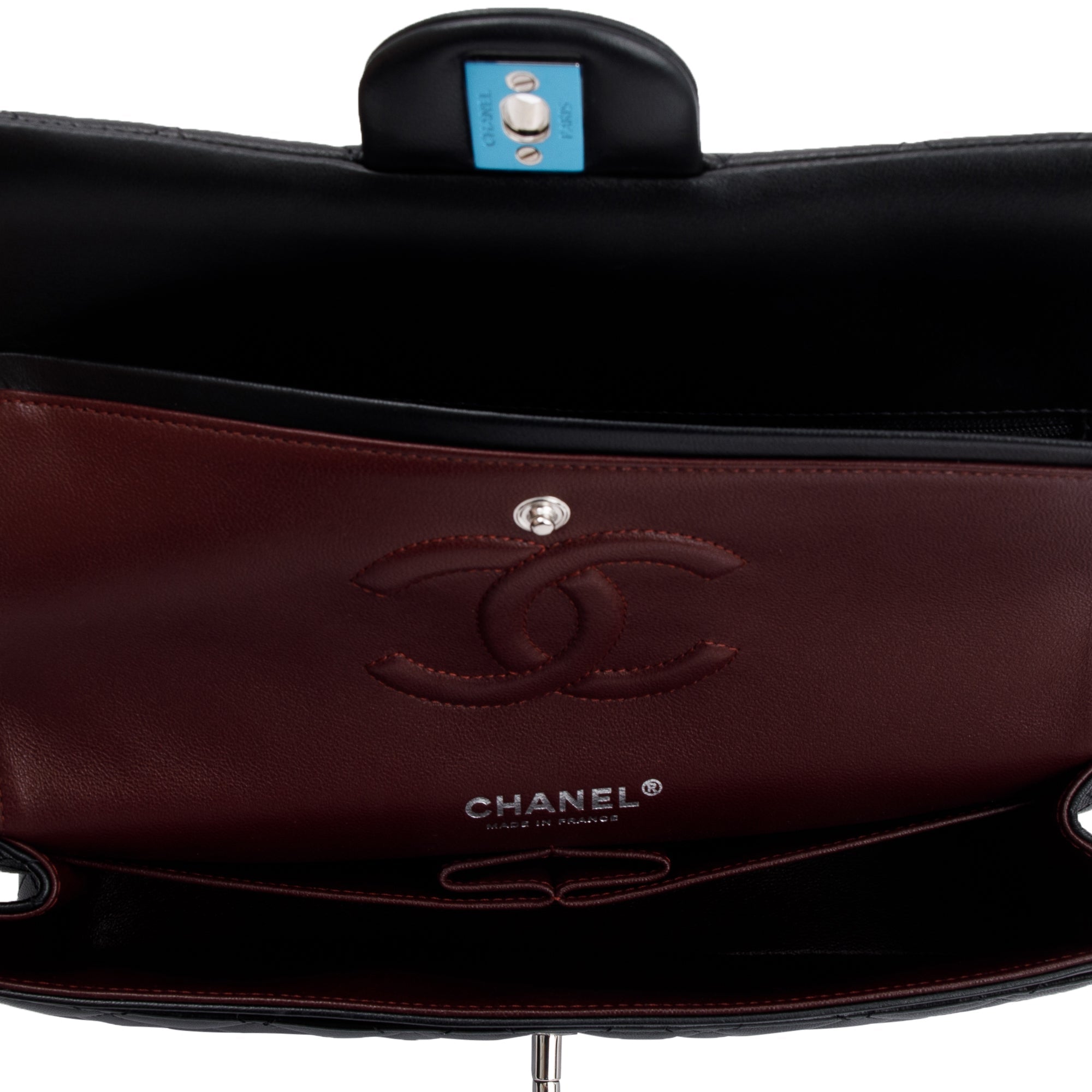 Chanel Black Lambskin Leather Classic Medium Double Flap Bag w/ Box & Authenticity Card