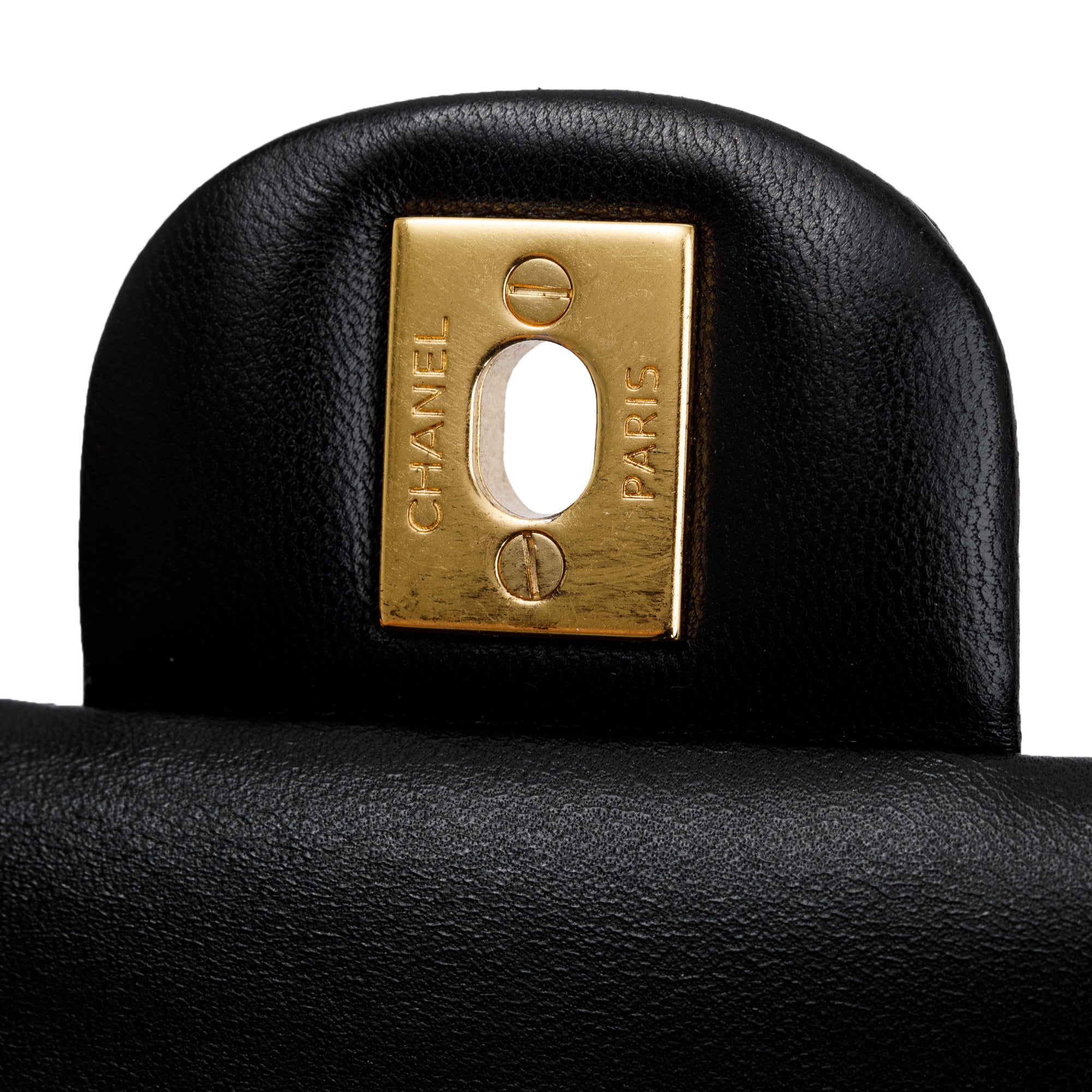 Chanel Black Lambskin Leather Classic Medium Double Flap Bag w/ Box & Authenticity Card