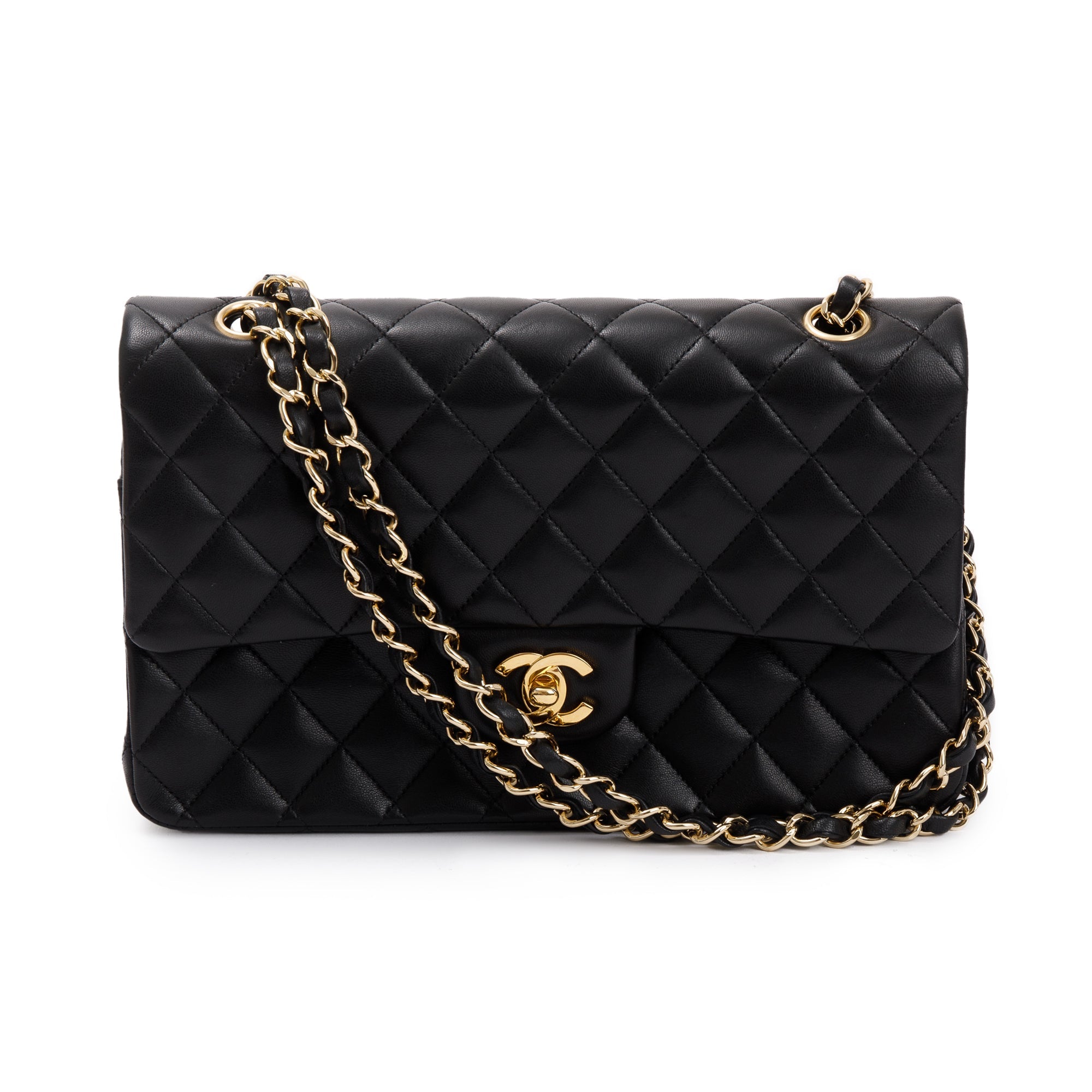 Chanel Black Lambskin Leather Classic Medium Double Flap Bag