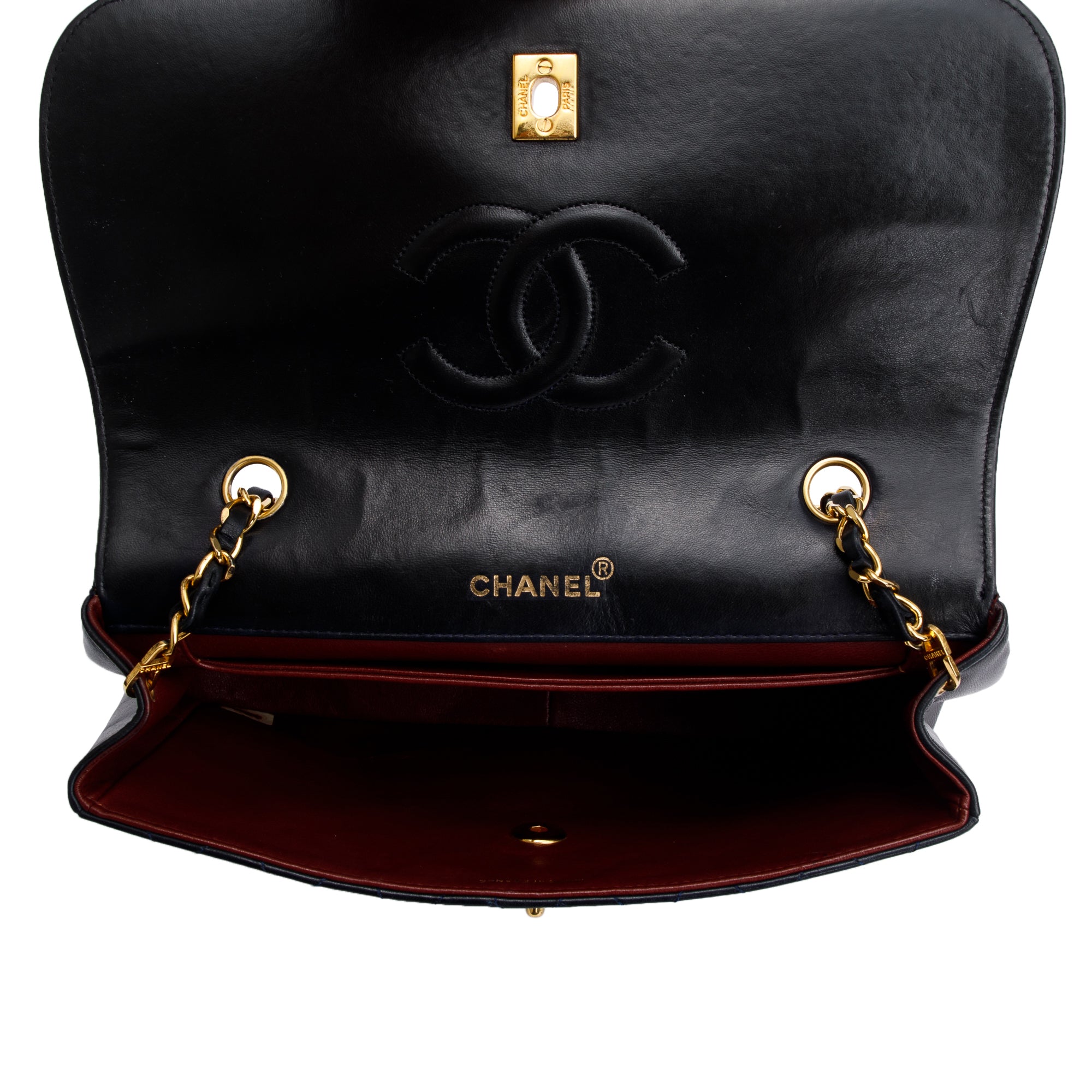 Chanel Black Lambskin Leather Integral Flap Bag with Pouch w/ Authenticity Card