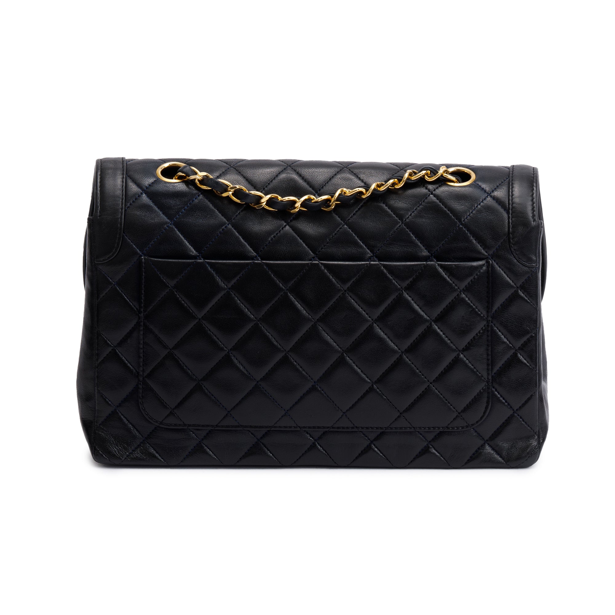 Chanel Black Lambskin Leather Integral Flap Bag with Pouch w/ Authenticity Card