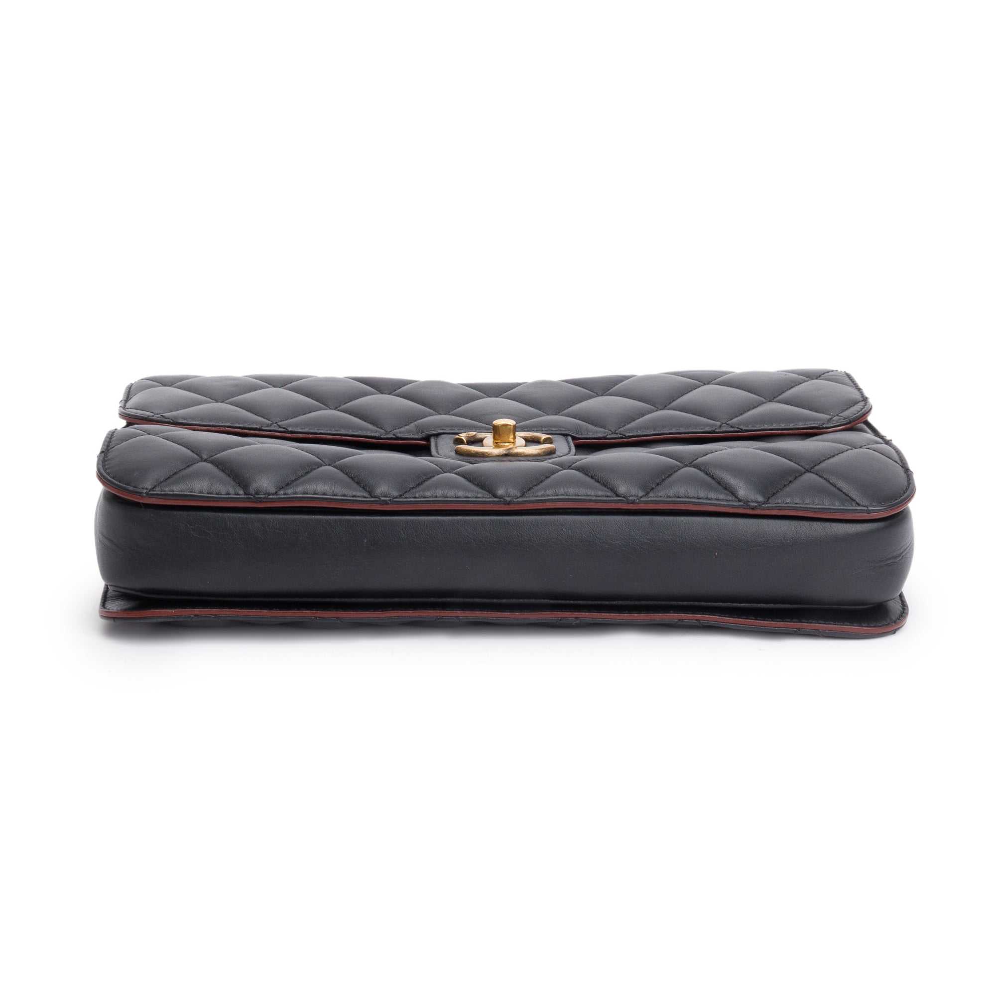Chanel Black Lambskin Leather Large Perfect Edge Flap Bag