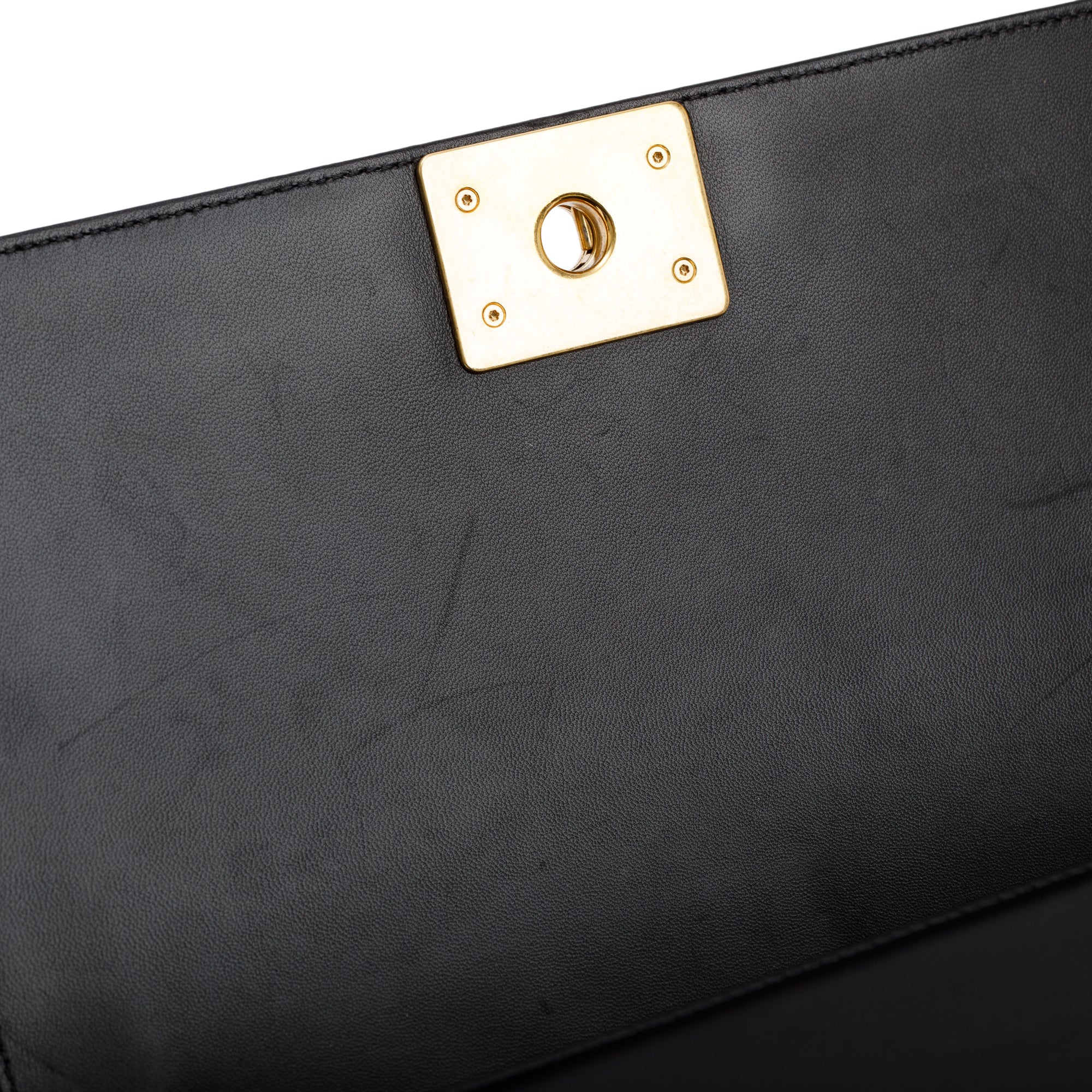 Chanel Black Lambskin Leather Medium Boy Bag w/ Box & Authenticity Card