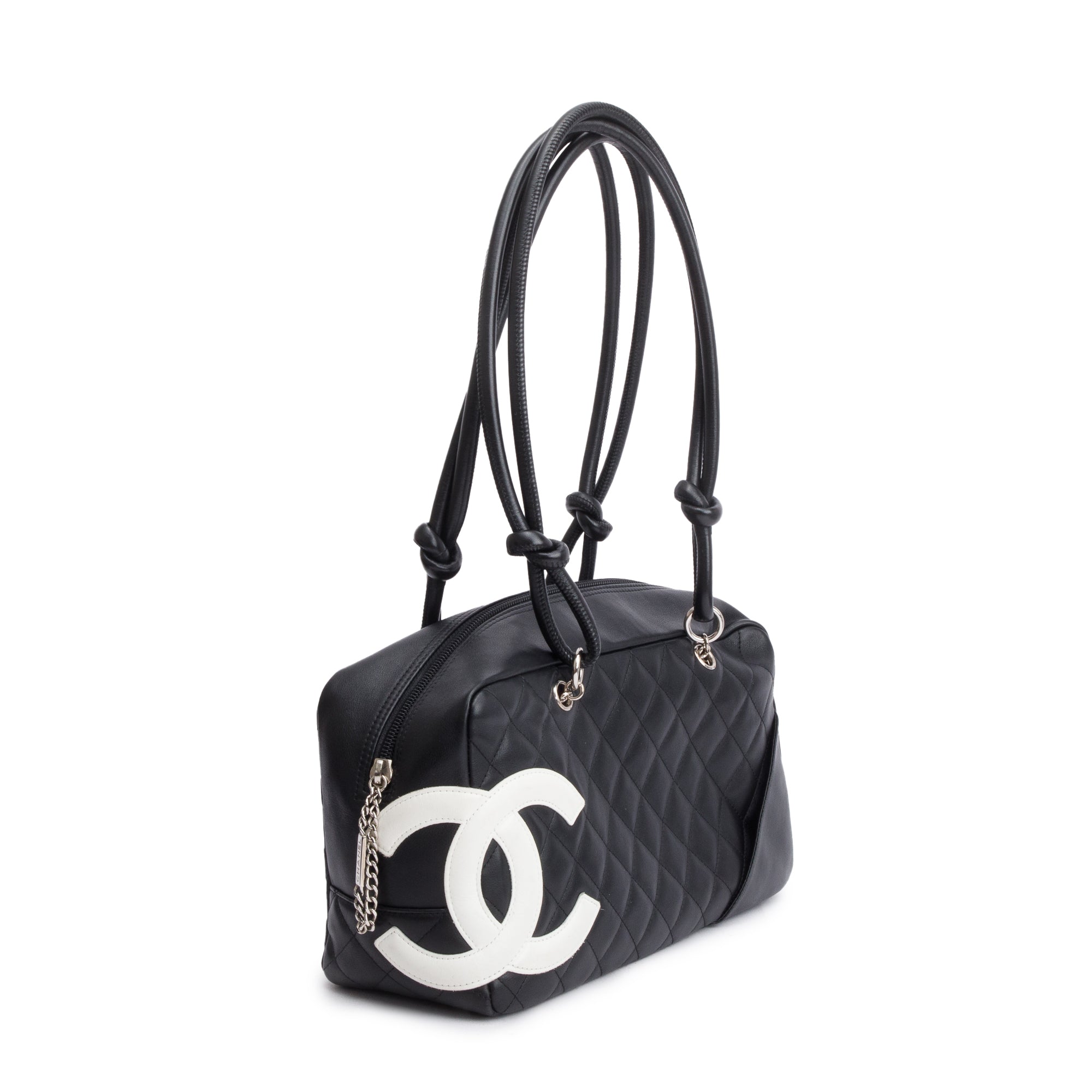 Chanel Black Lambskin Leather Medium Ligne Cambon Bowler Bag