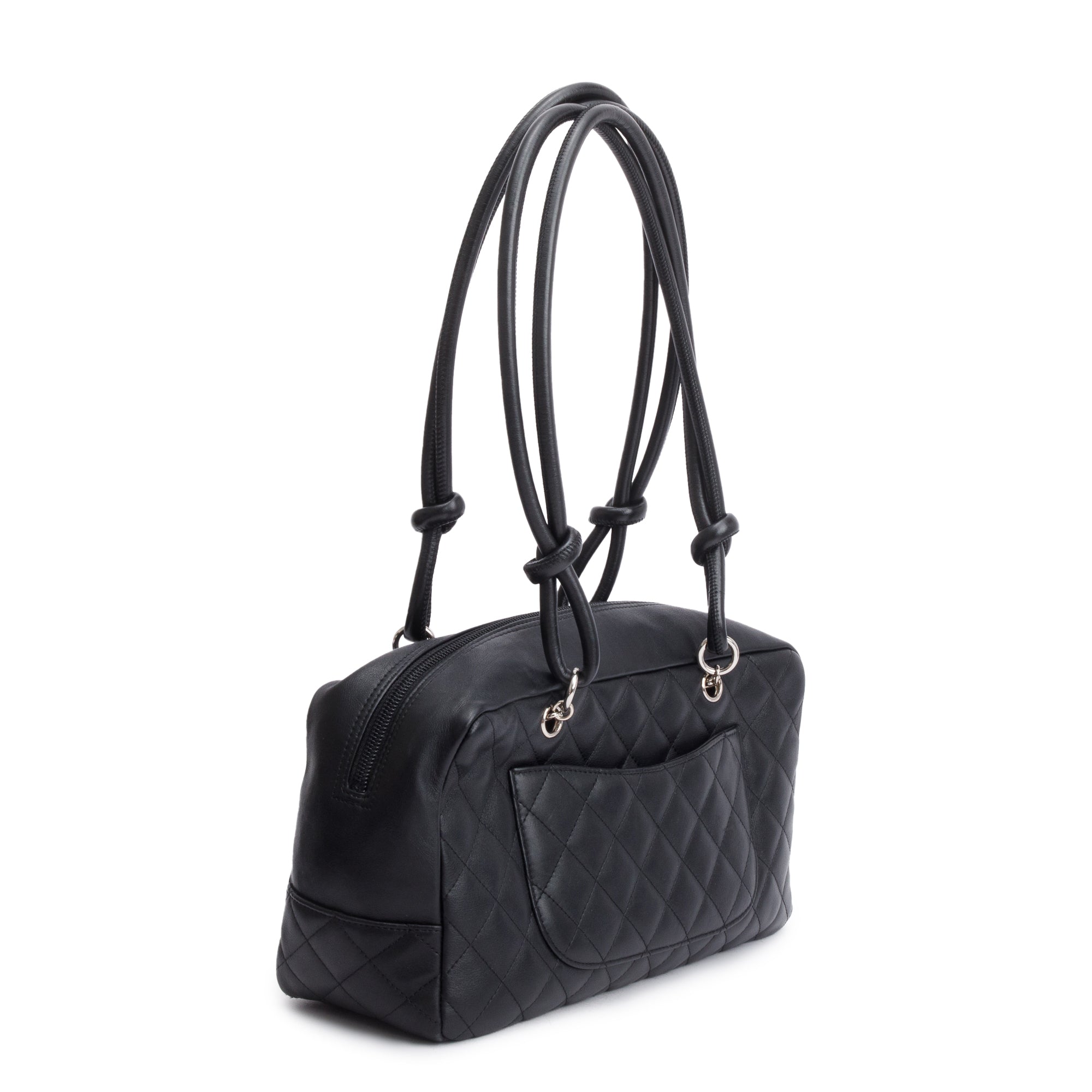 Chanel Black Lambskin Leather Medium Ligne Cambon Bowler Bag