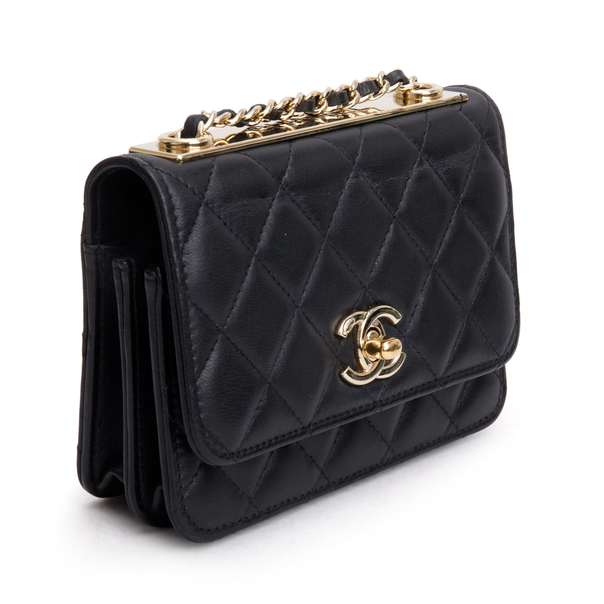 Chanel Black Lambskin Leather Mini Trendy CC Wallet on Chain