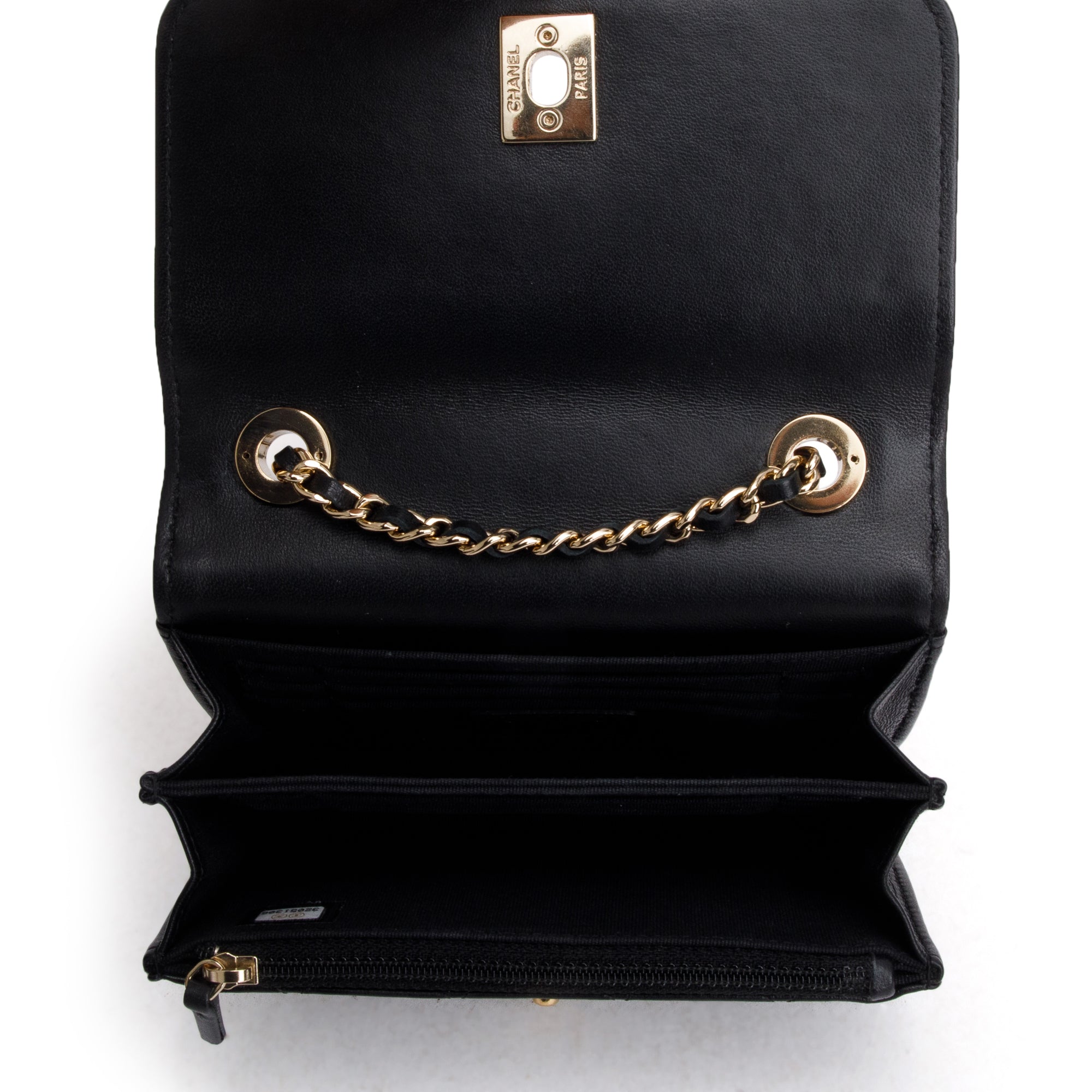 Chanel Black Lambskin Leather Mini Trendy CC Wallet on Chain