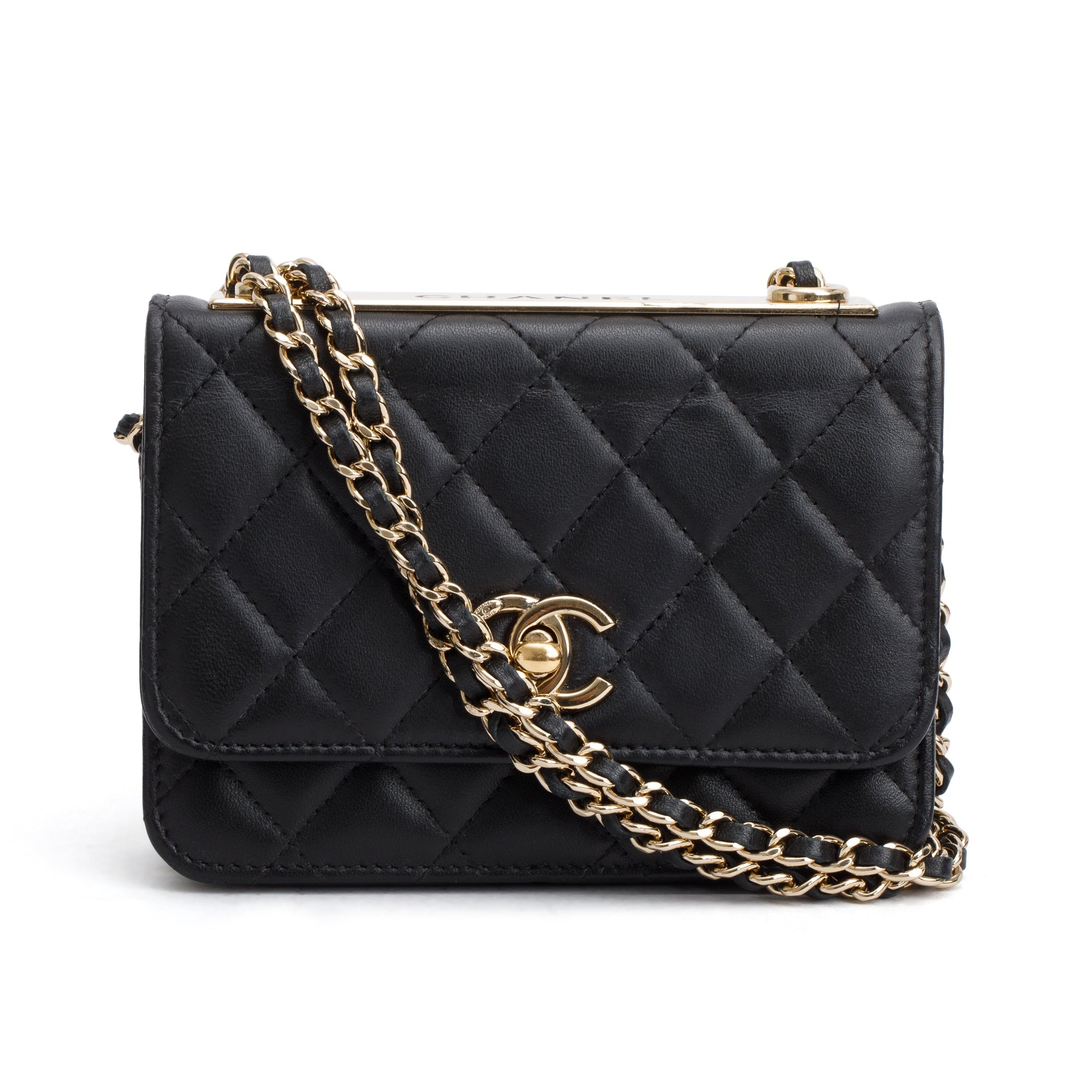 Chanel Black Lambskin Leather Mini Trendy CC Wallet on Chain