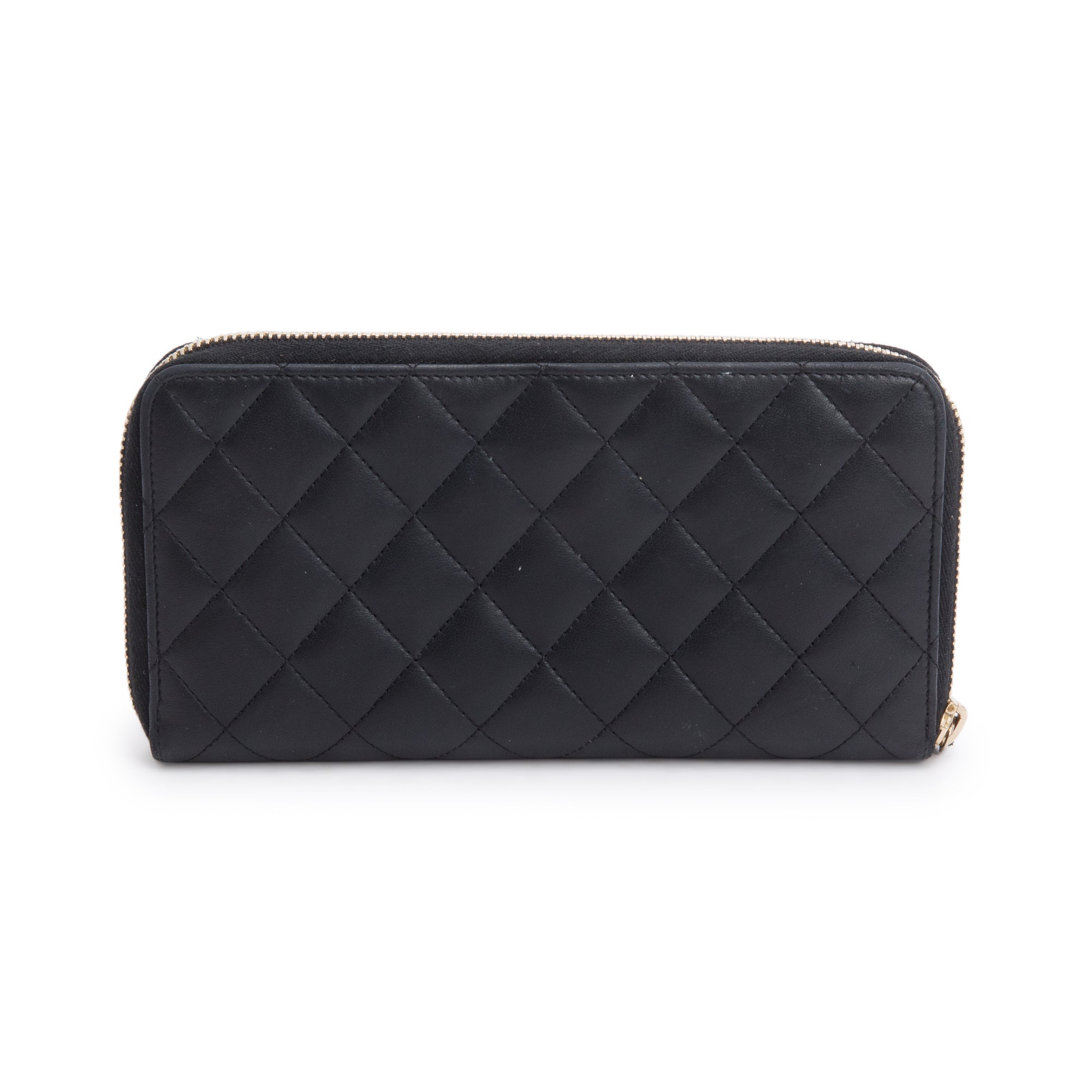 Chanel Black Lambskin Leather Trendy CC Large Gusset Zip Around Wallet w/ Box & Authenticity Card
