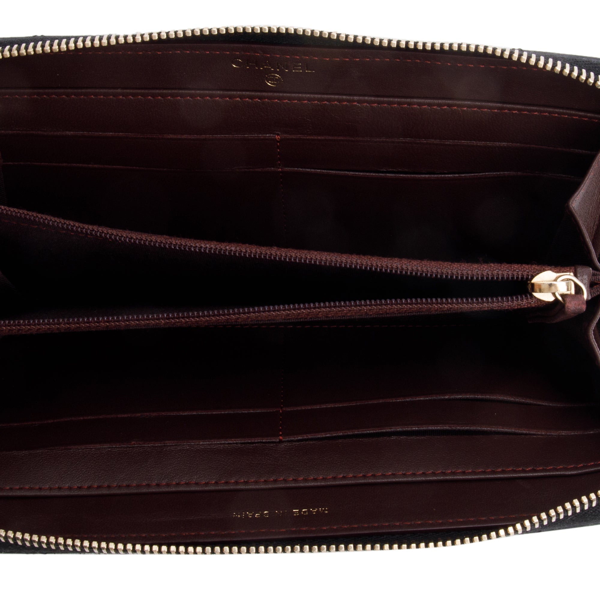 Chanel Black Lambskin Leather Trendy CC Large Gusset Zip Around Wallet w/ Box & Authenticity Card