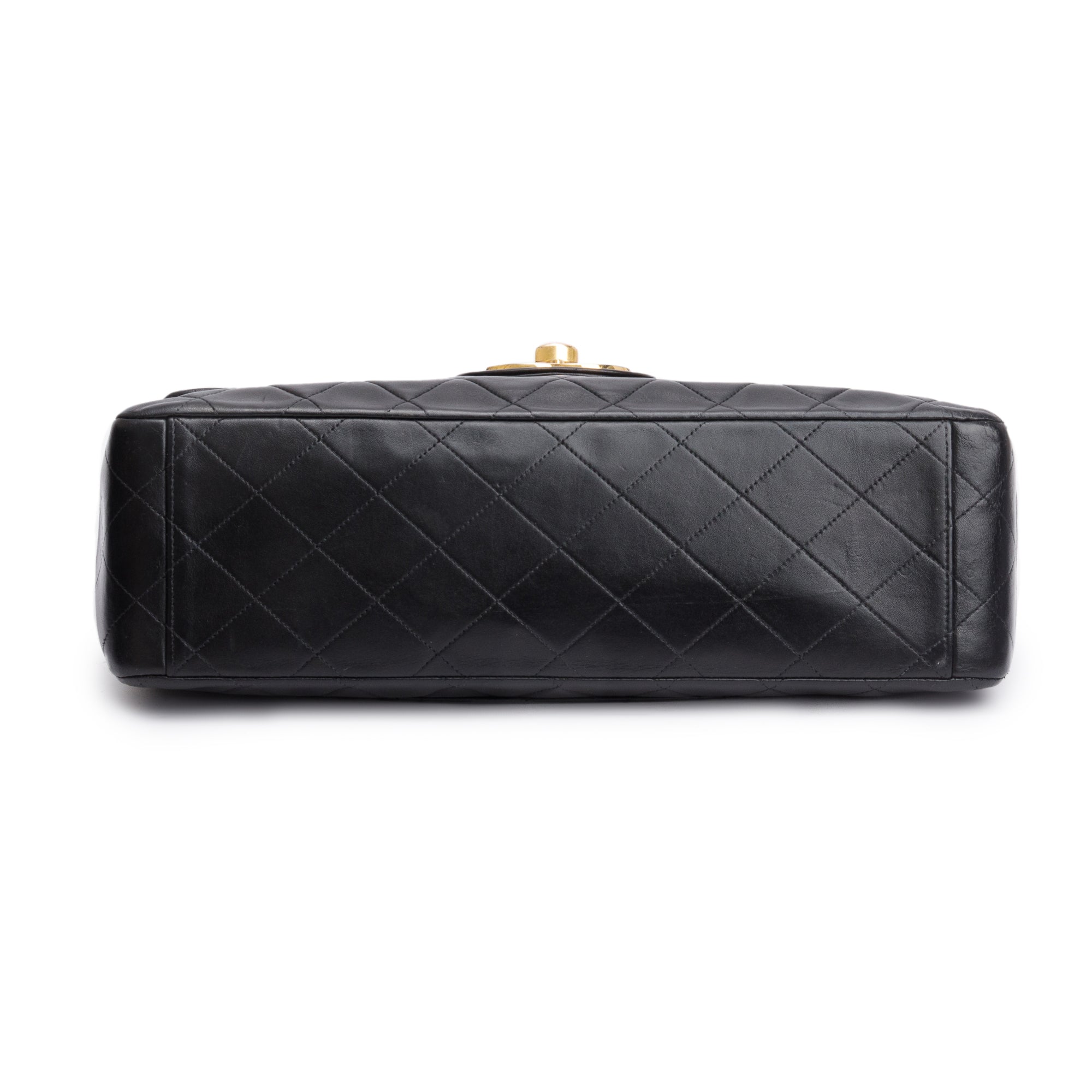 Chanel Black Lambskin Leather Vintage Jumbo XL Single Flap Bag